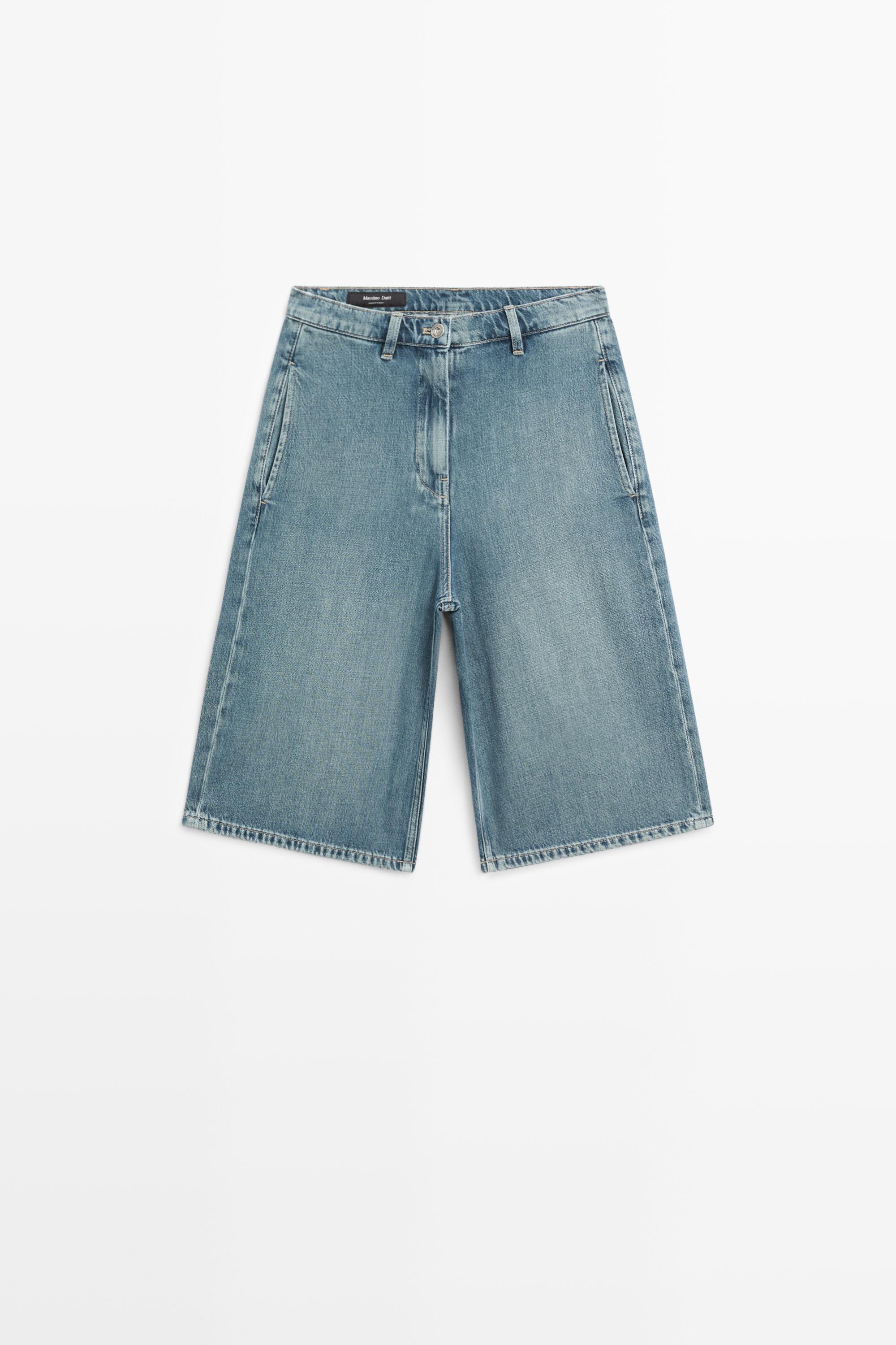 Long denim Bermuda shorts