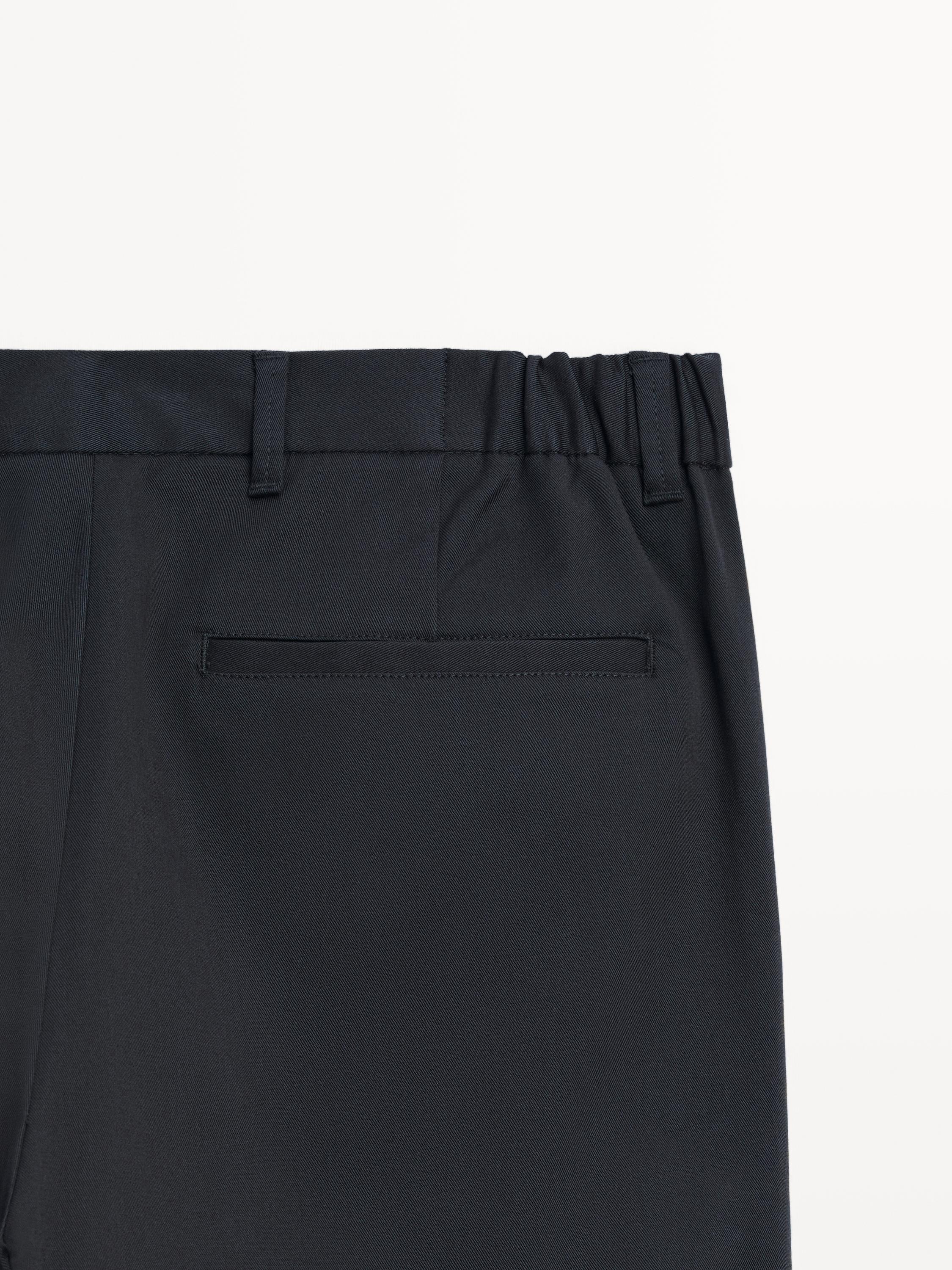 Cotton blend tapered fit trousers