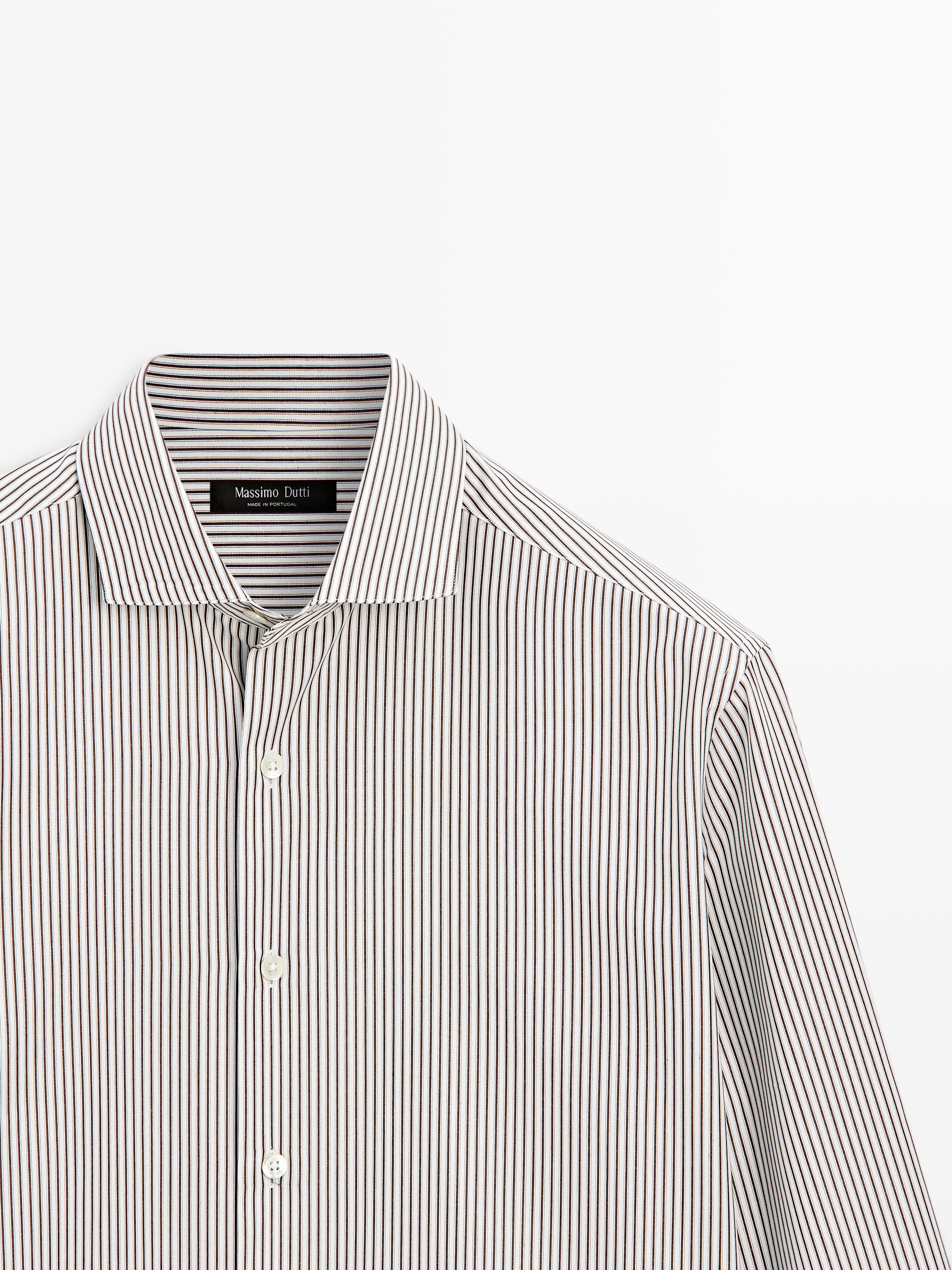 Cotton poplin shirt — BROWN