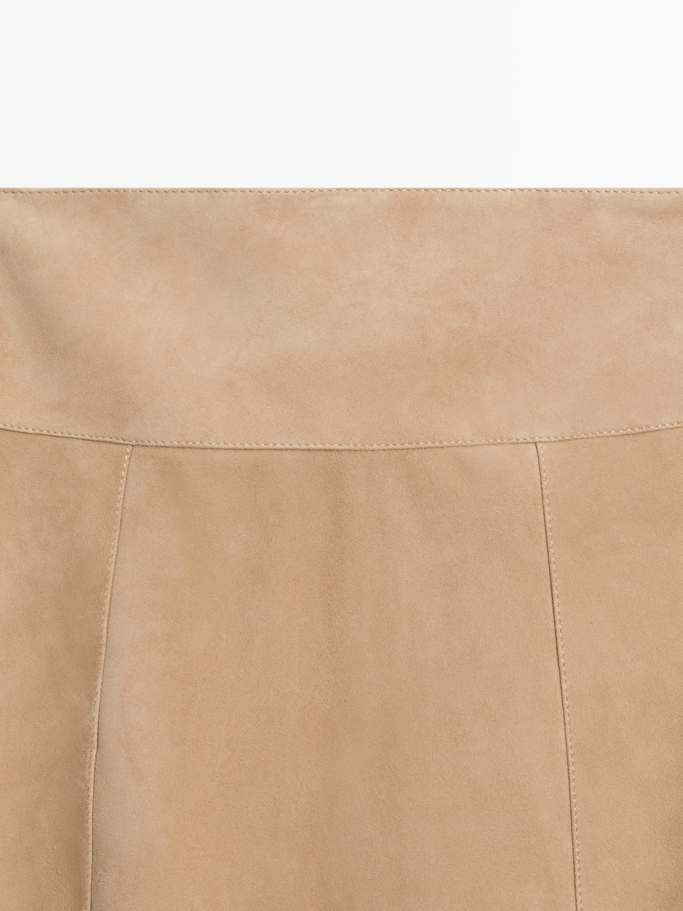 Kemerli süet deri etek