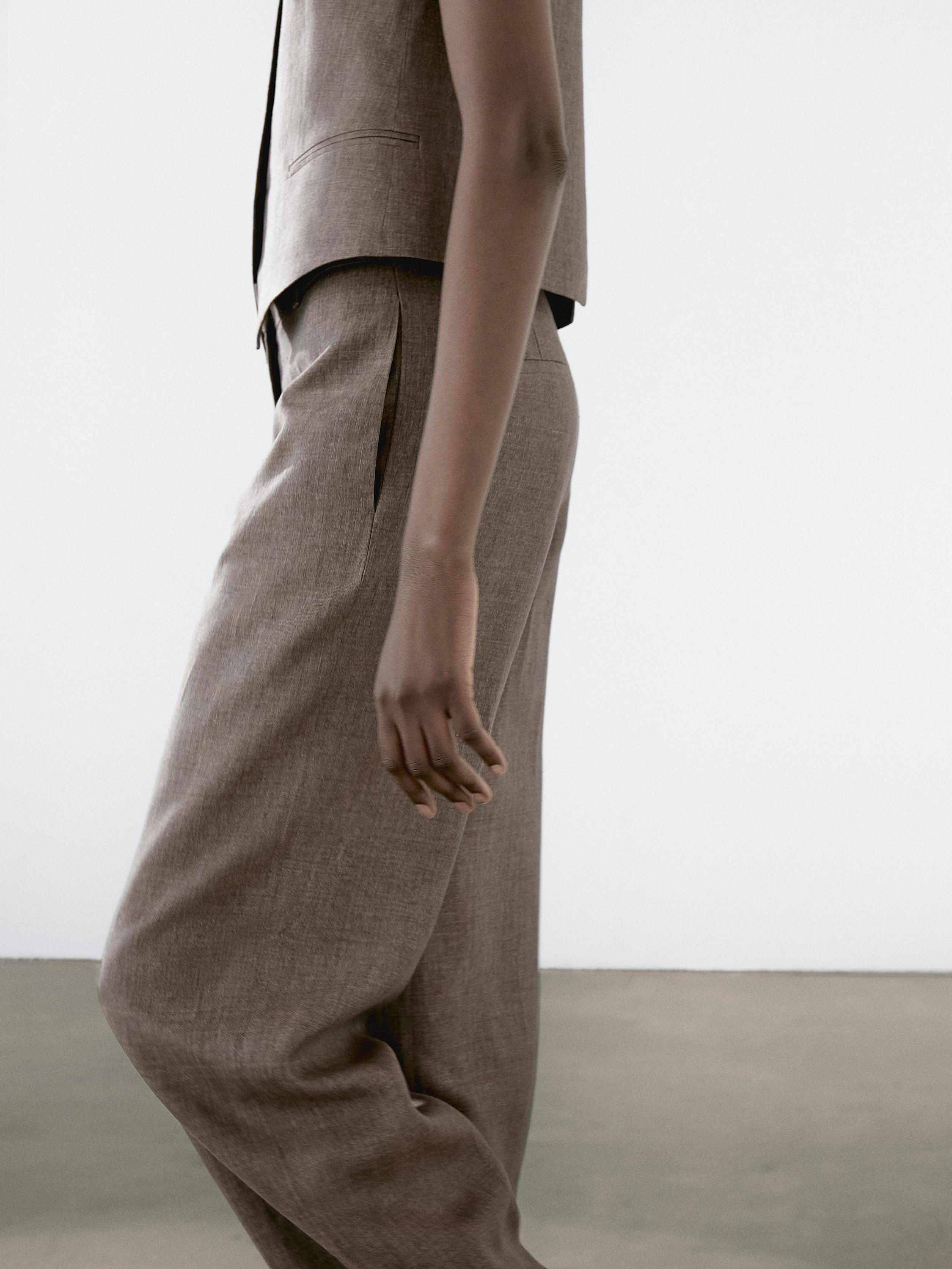 بنطلون فضفاض كتان 100%