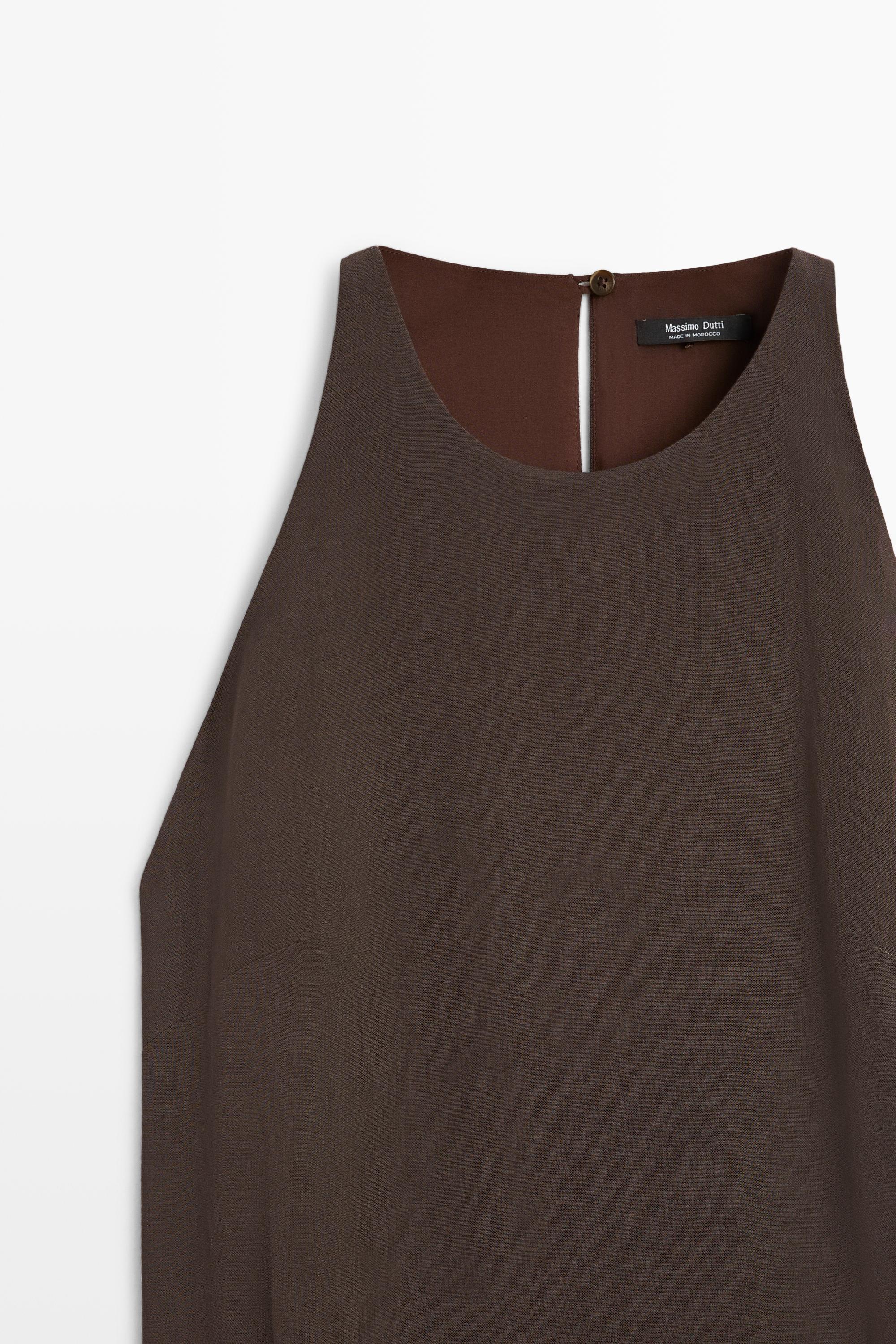 Massimo Dutti Yan tarafı düğme detaylı midi elbise görsel 7
