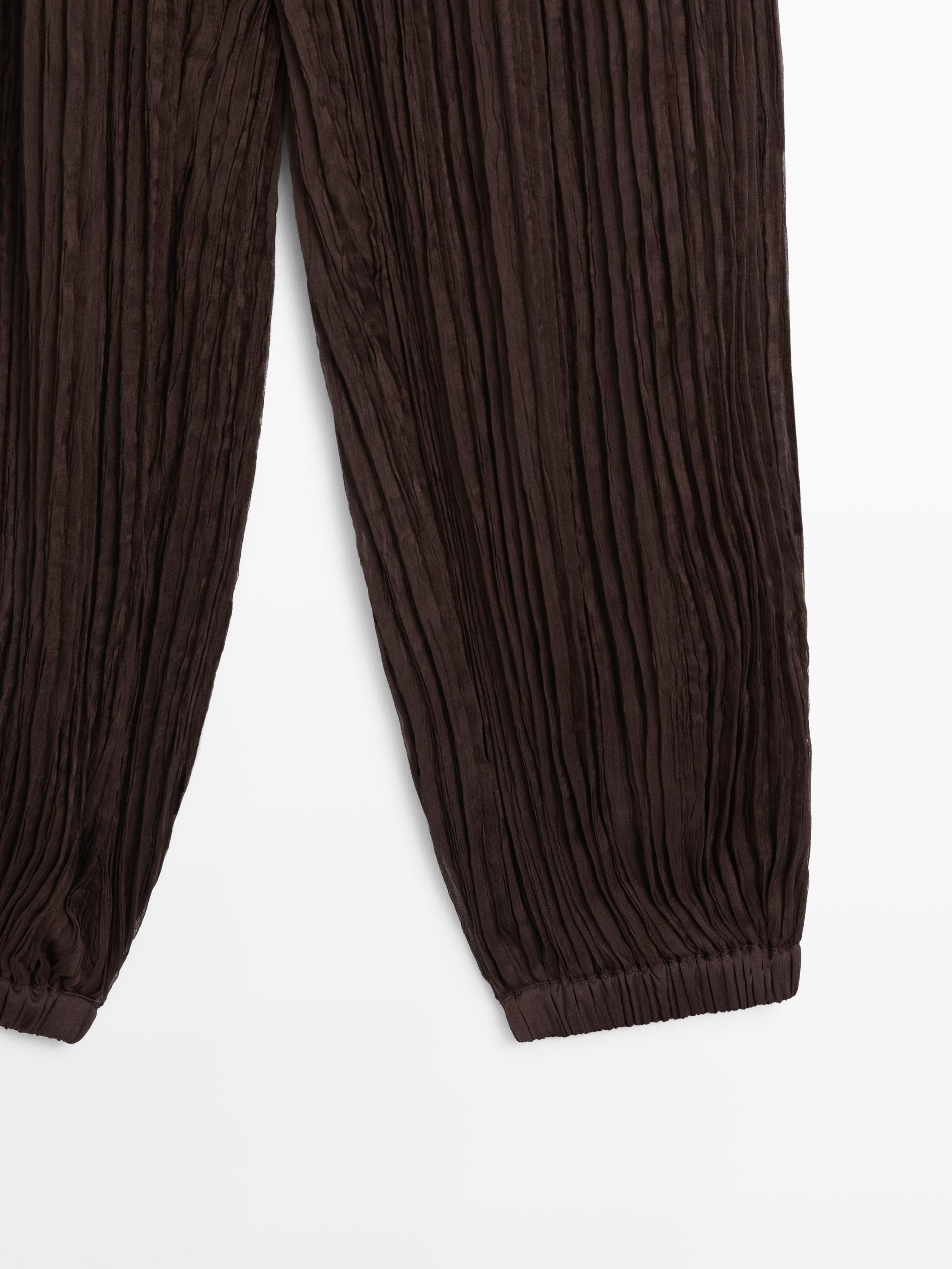 Sarouel trousers with pleated detail — BROWN