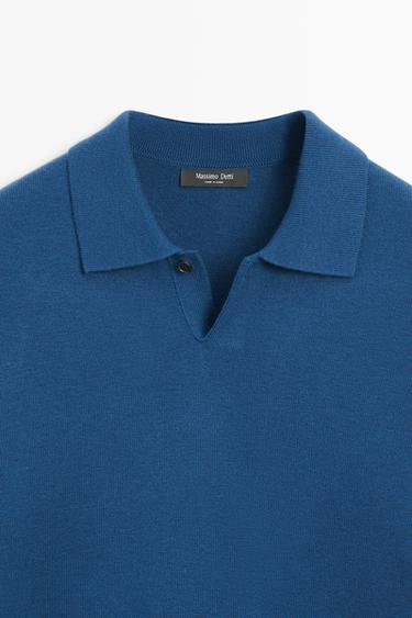 Wool-blend knit polo sweater — ELECTRIC BLUE 9