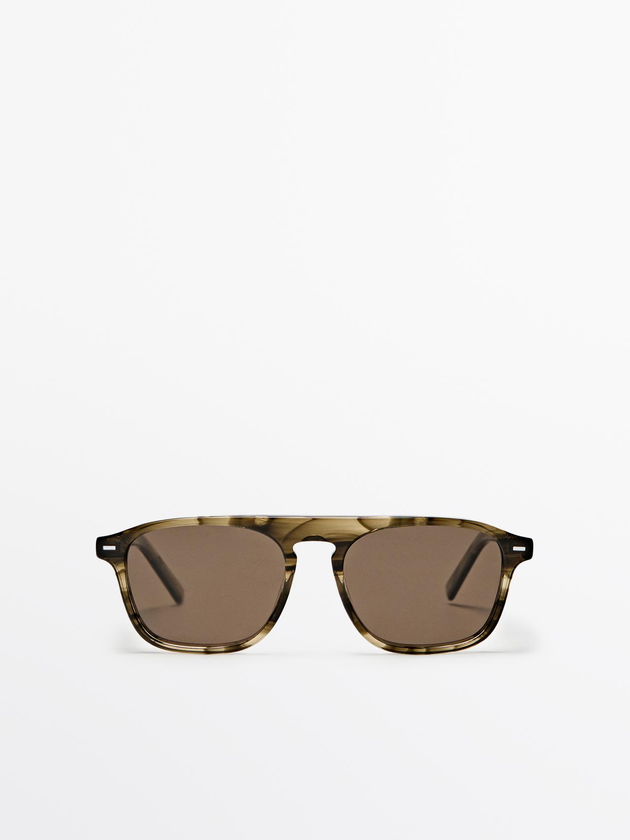 Gafas De Sol D-Frame - Verde Vig - 01 - Massimo Dutti - Hombre