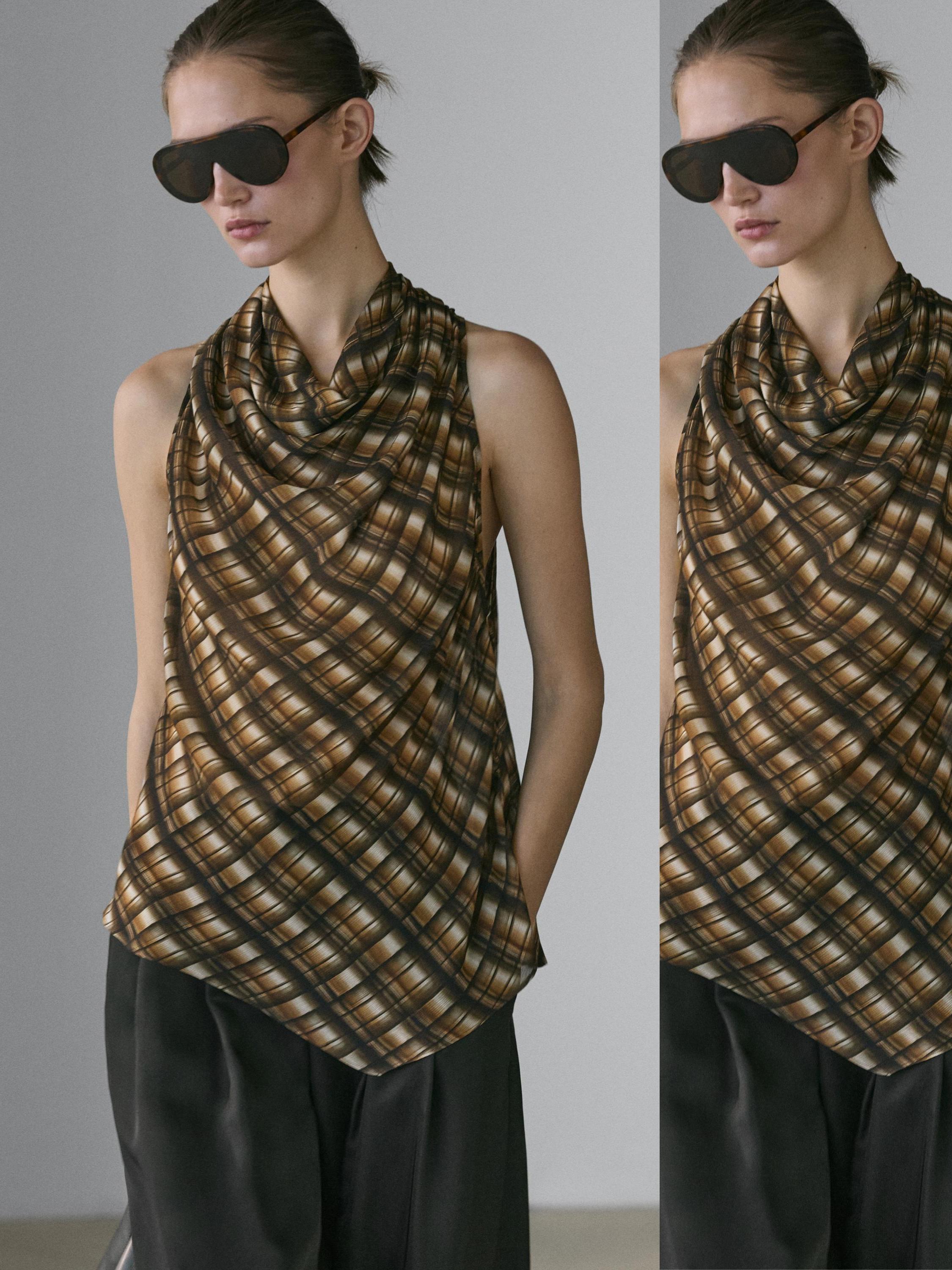Flowing draped top — MUSTARD YELLOW