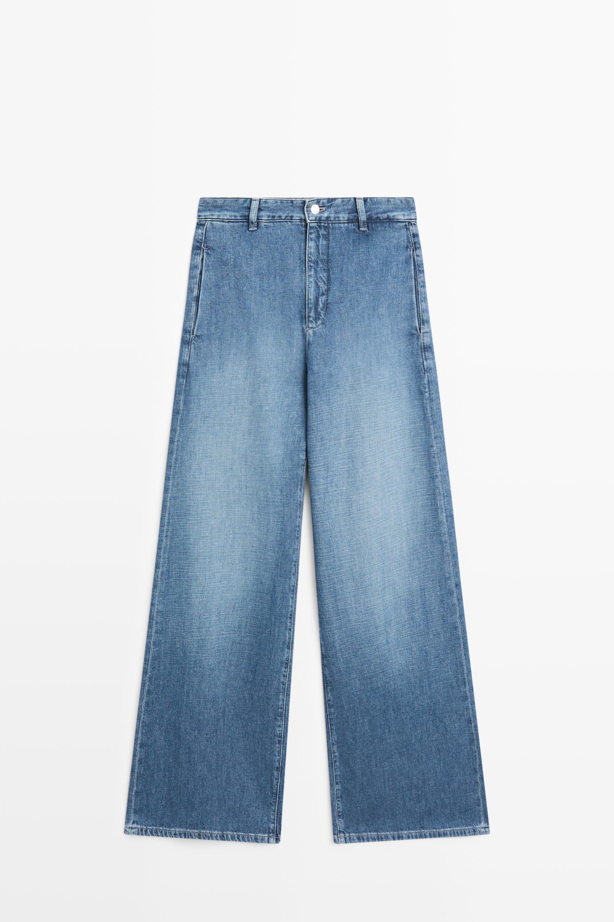 High-waist wide-leg jeans — Light Blue