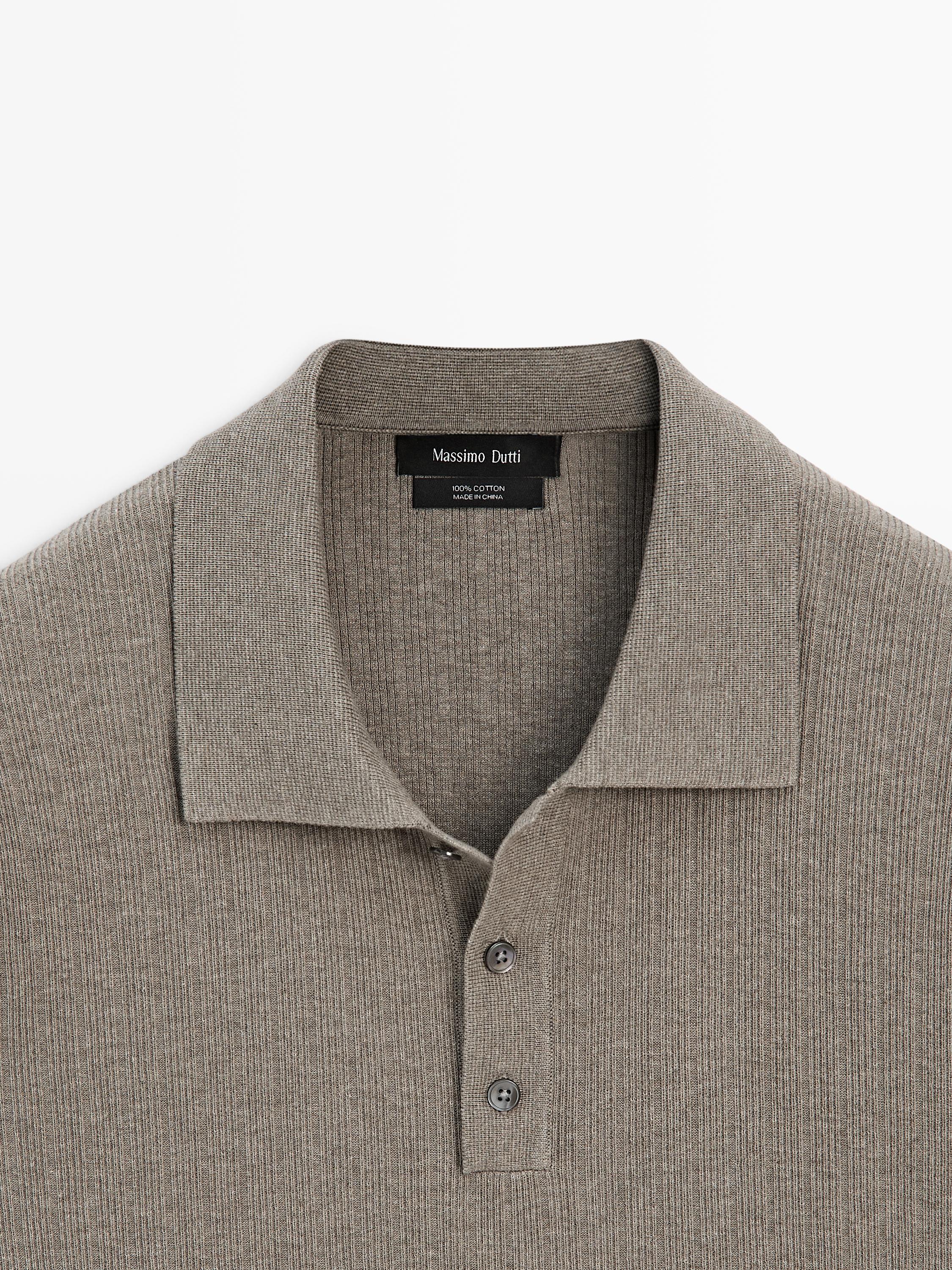 Ribbed knit cotton polo shirt — Washed