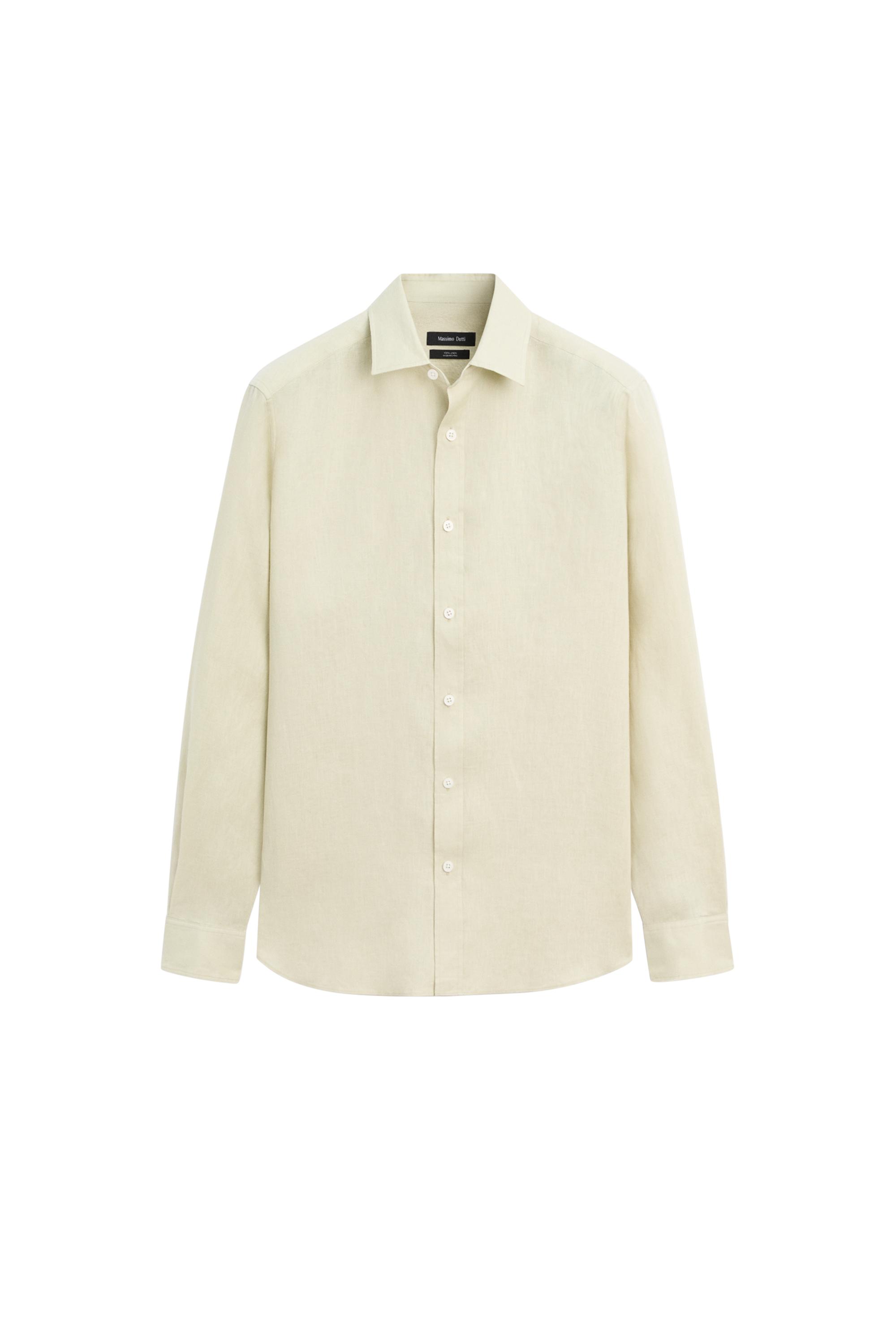 Slim fit 100% linen shirt — PALE GREEN