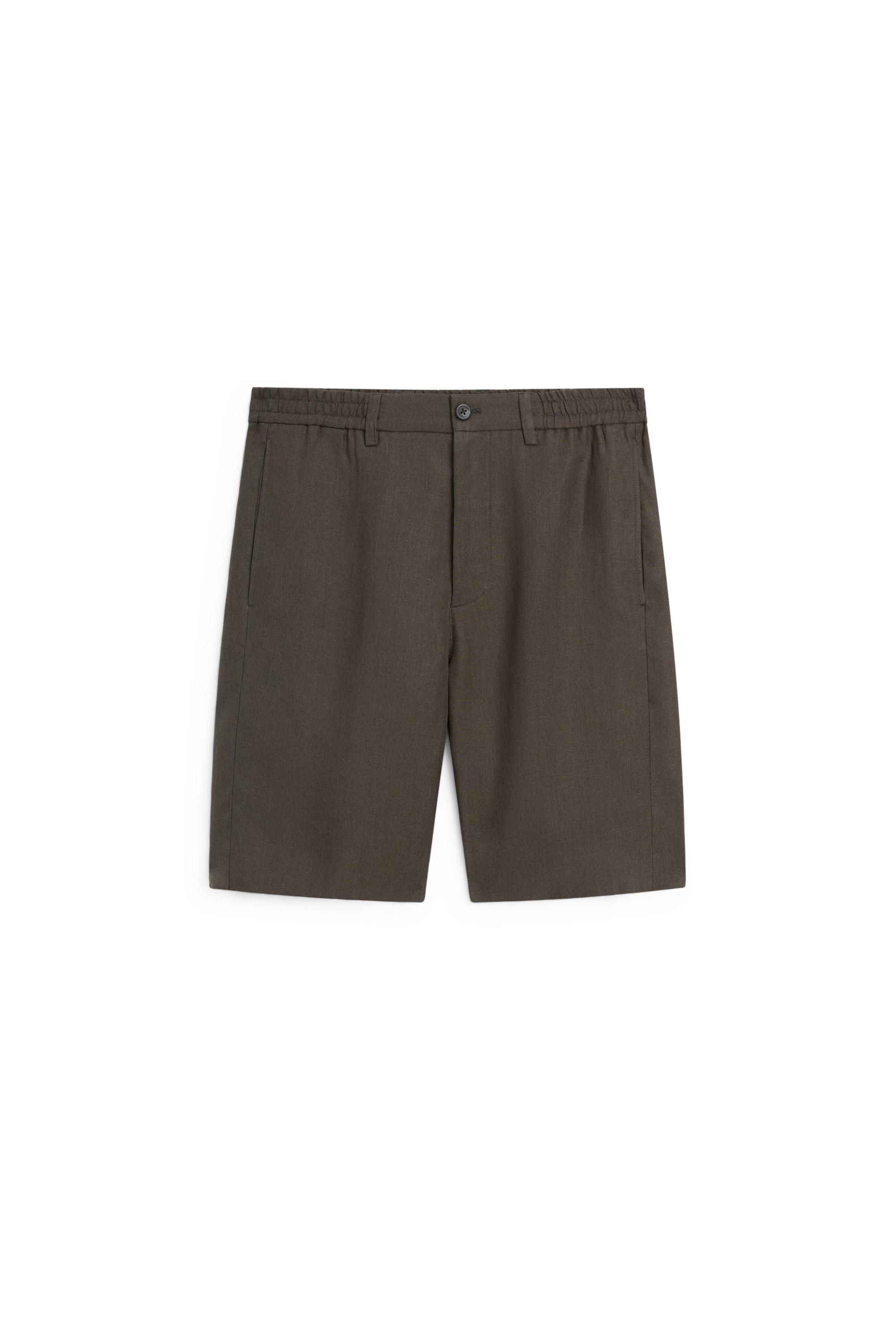 100% linen short Bermuda shorts — DARK GREEN