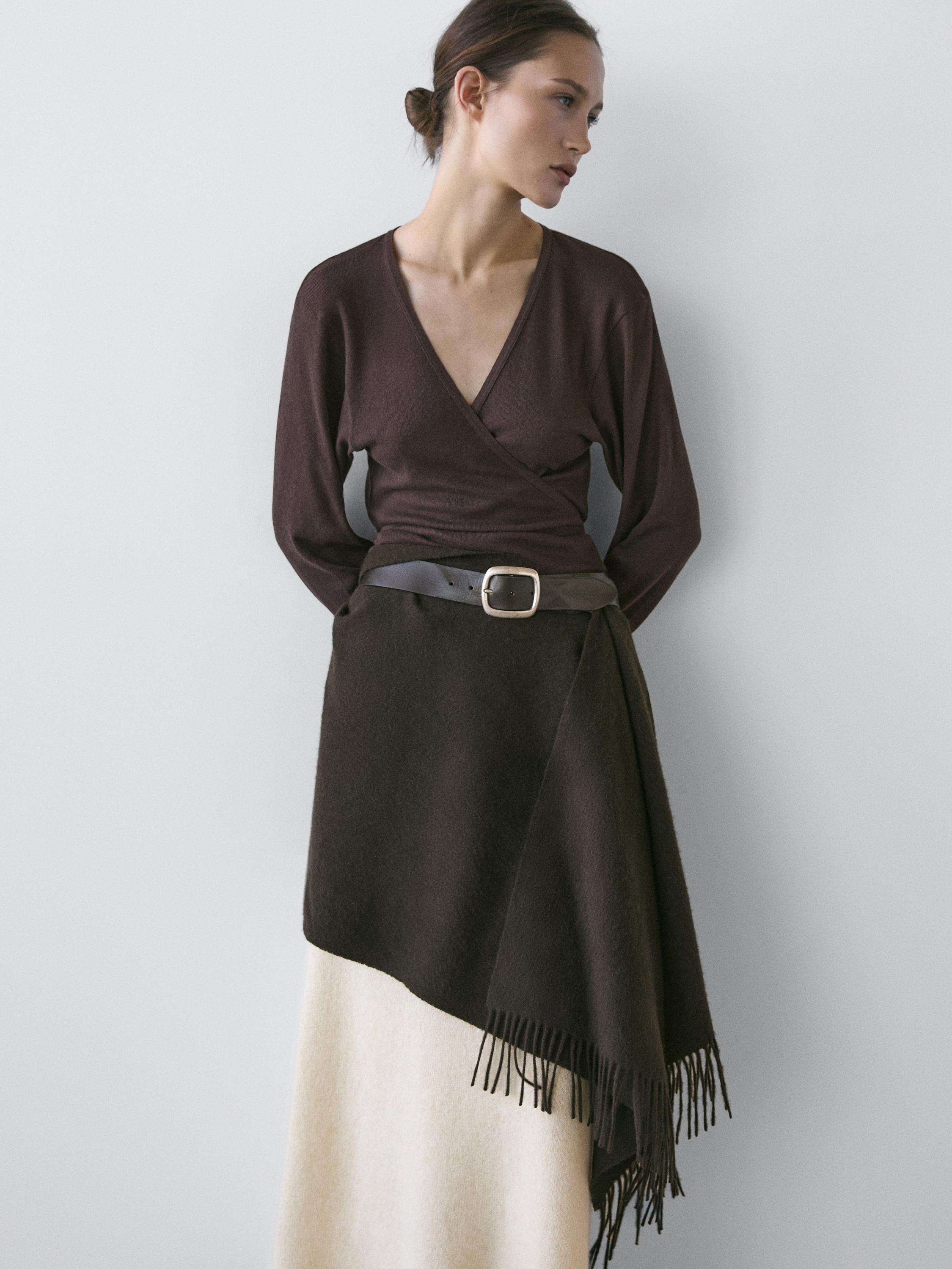 Кардиган внахлест из смесового хлопка