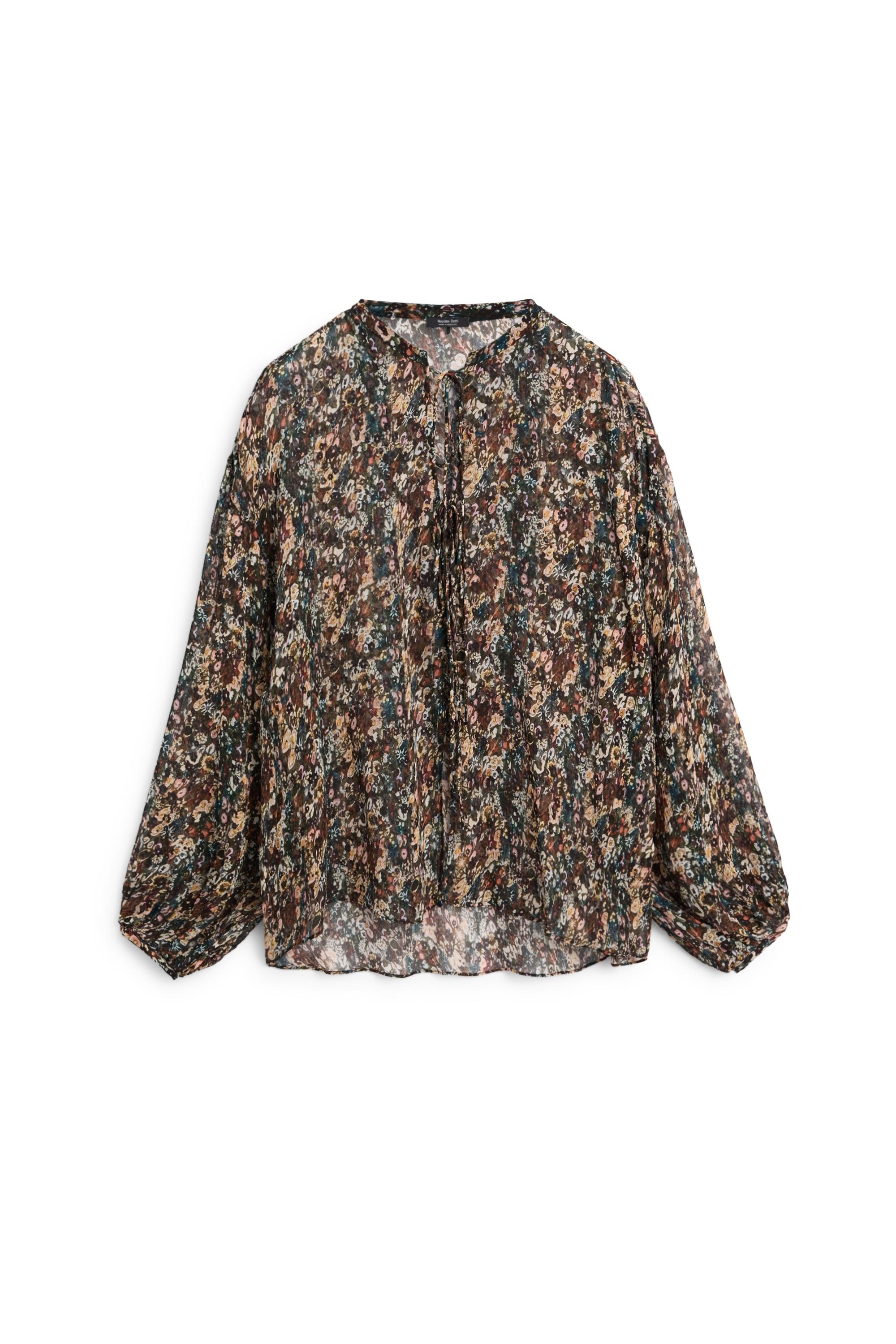 Floral print flowing shirt — BLACK