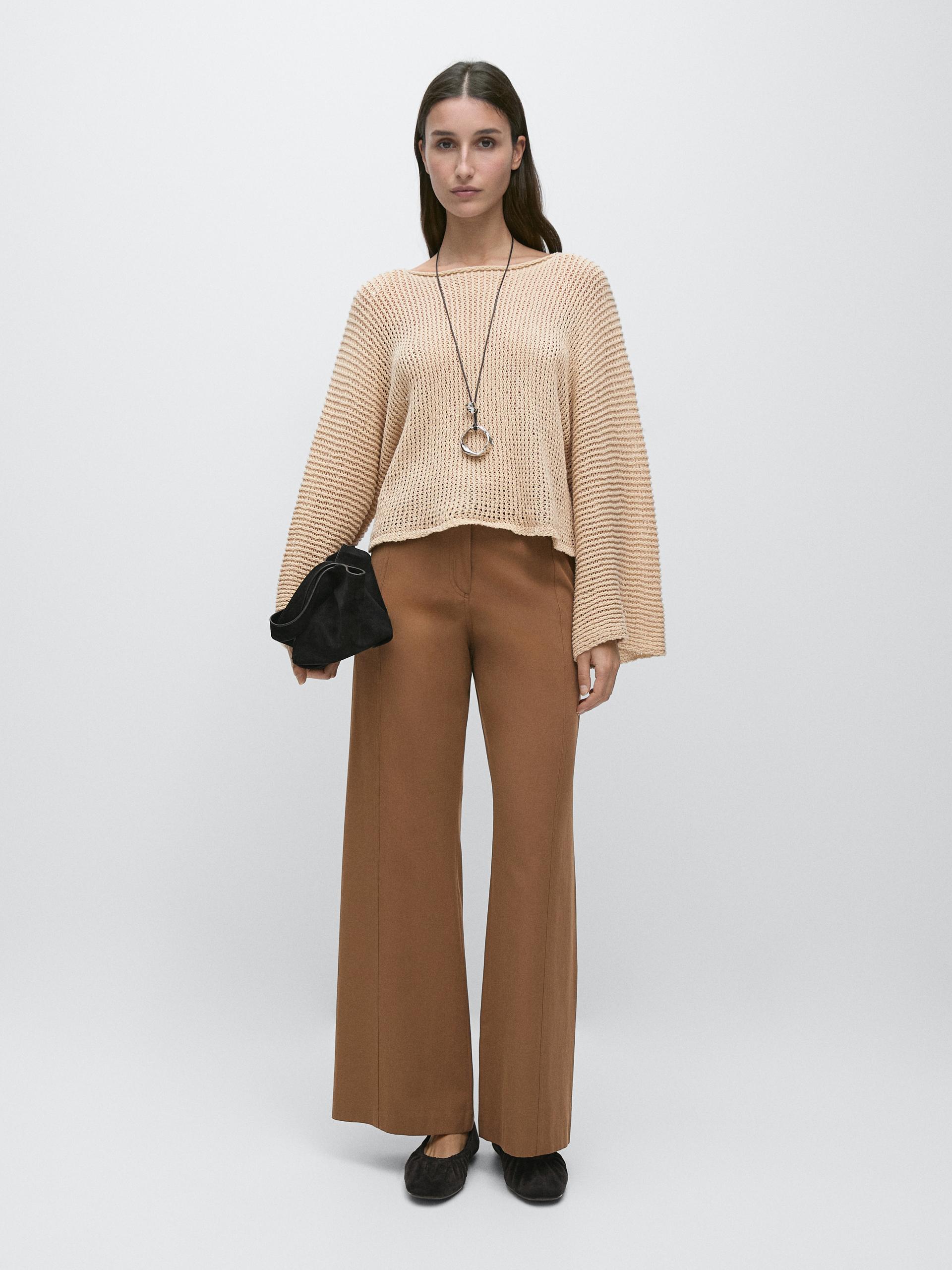 Pantaloni A Campana Fit In Cotone - Marrone Tabacco - 38 (It 42) - Massimo Dutti - Femminile