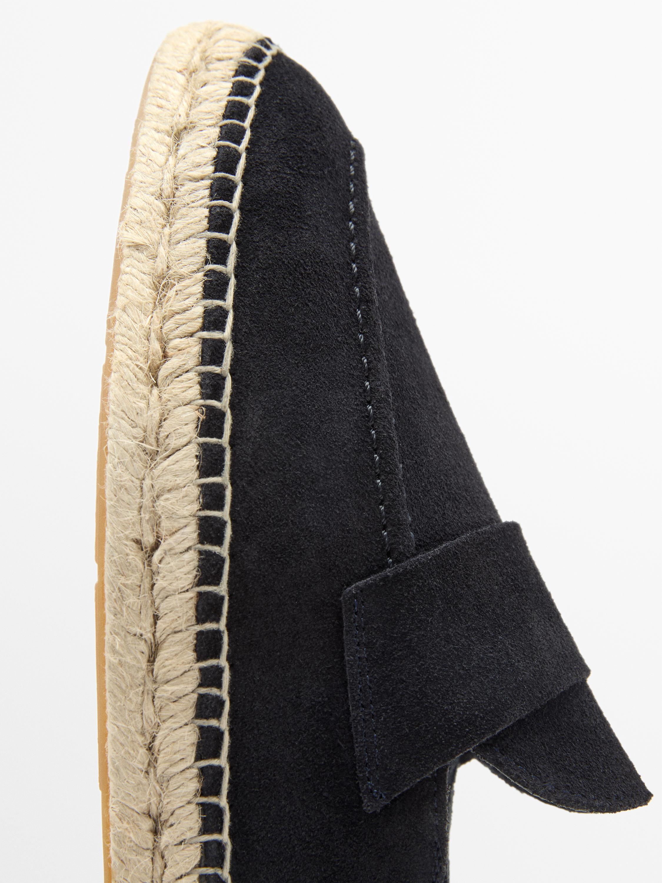 Split suede leather espadrille with piece — Dark blue