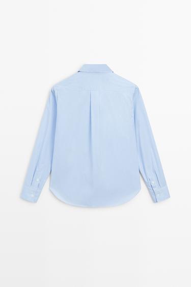 Striped stretch poplin shirt — SKY BLUE 6