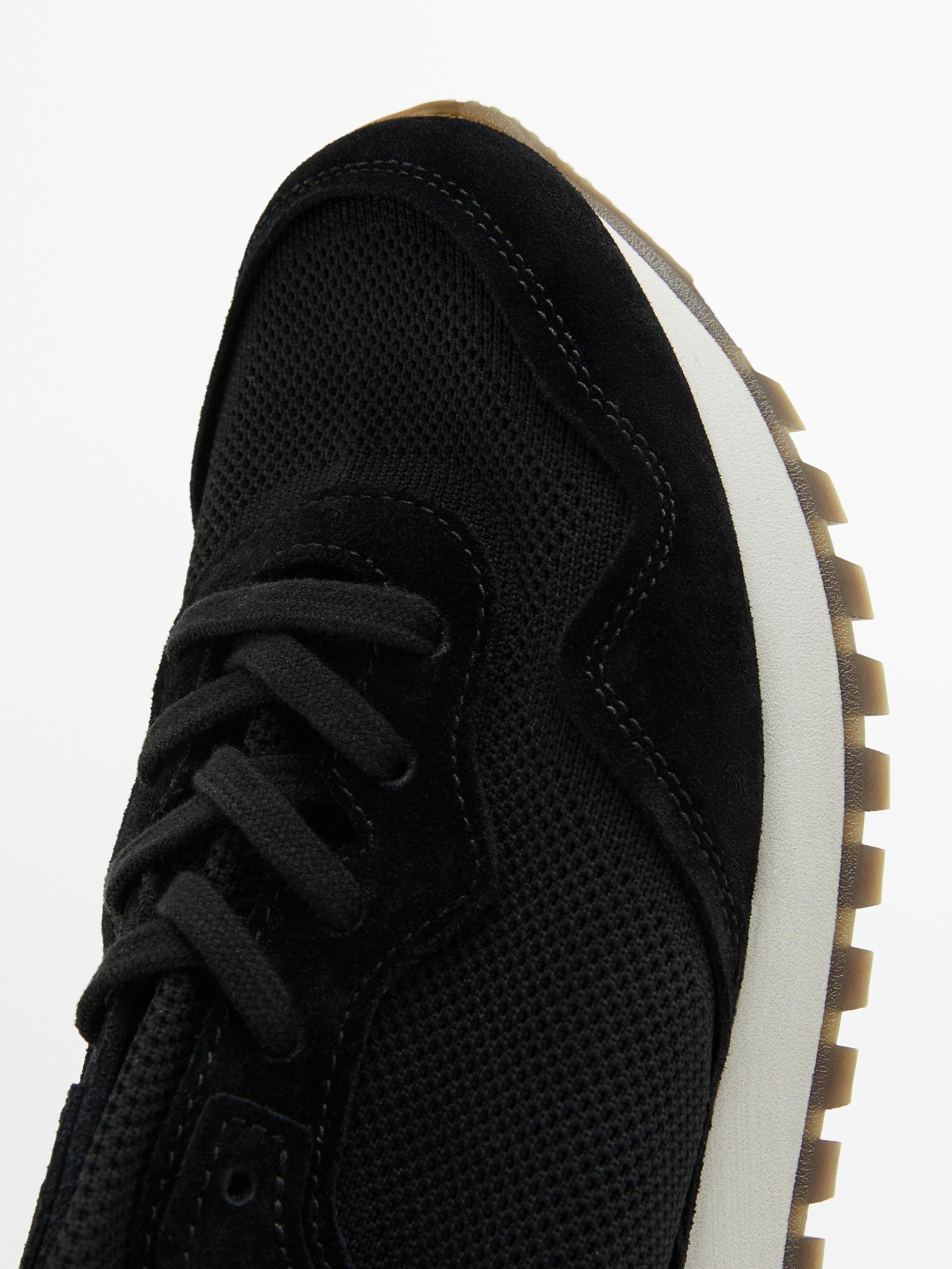 Split suede trainers