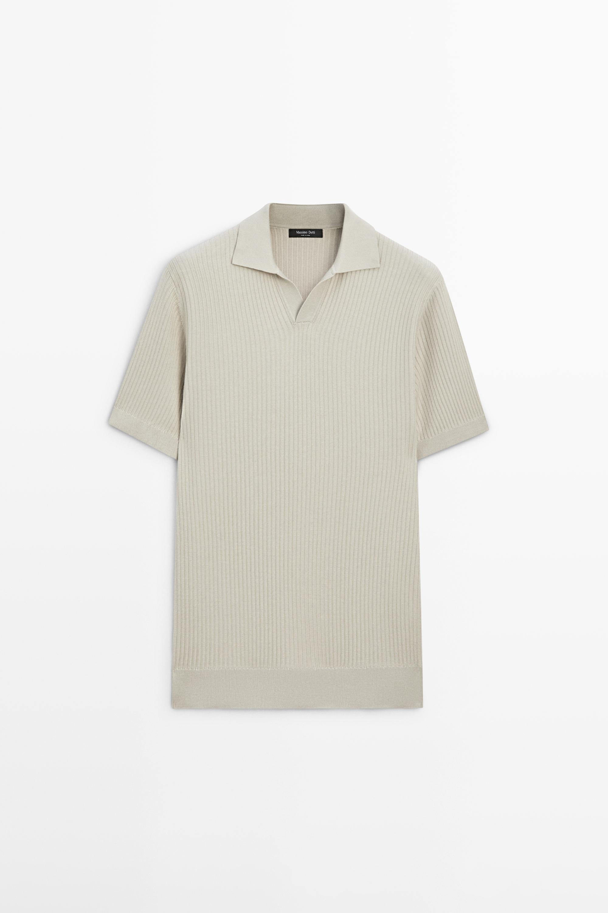 Regular fit cotton knit polo shirt — Green