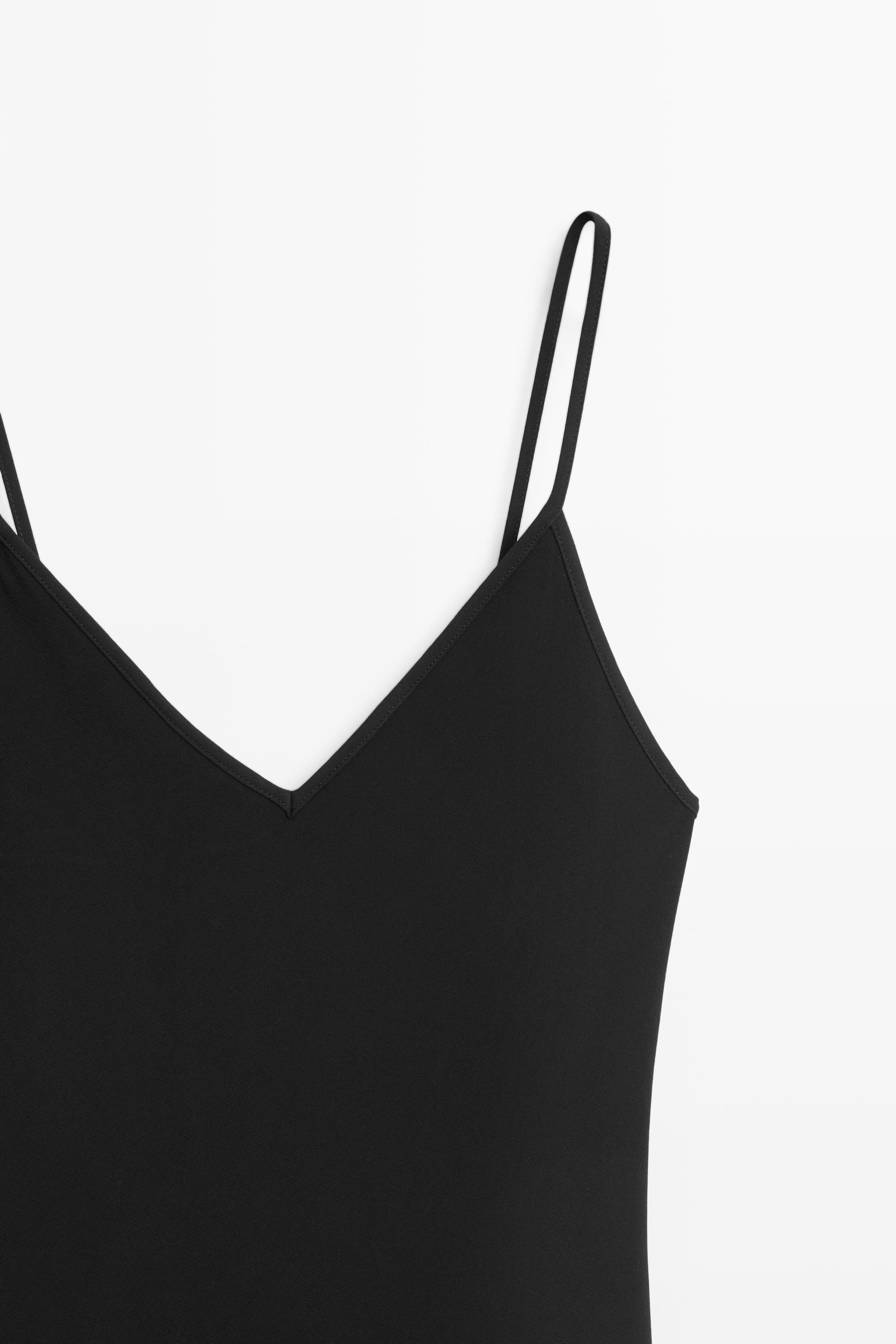 Flowing spaghetti strap midi dress — BLACK
