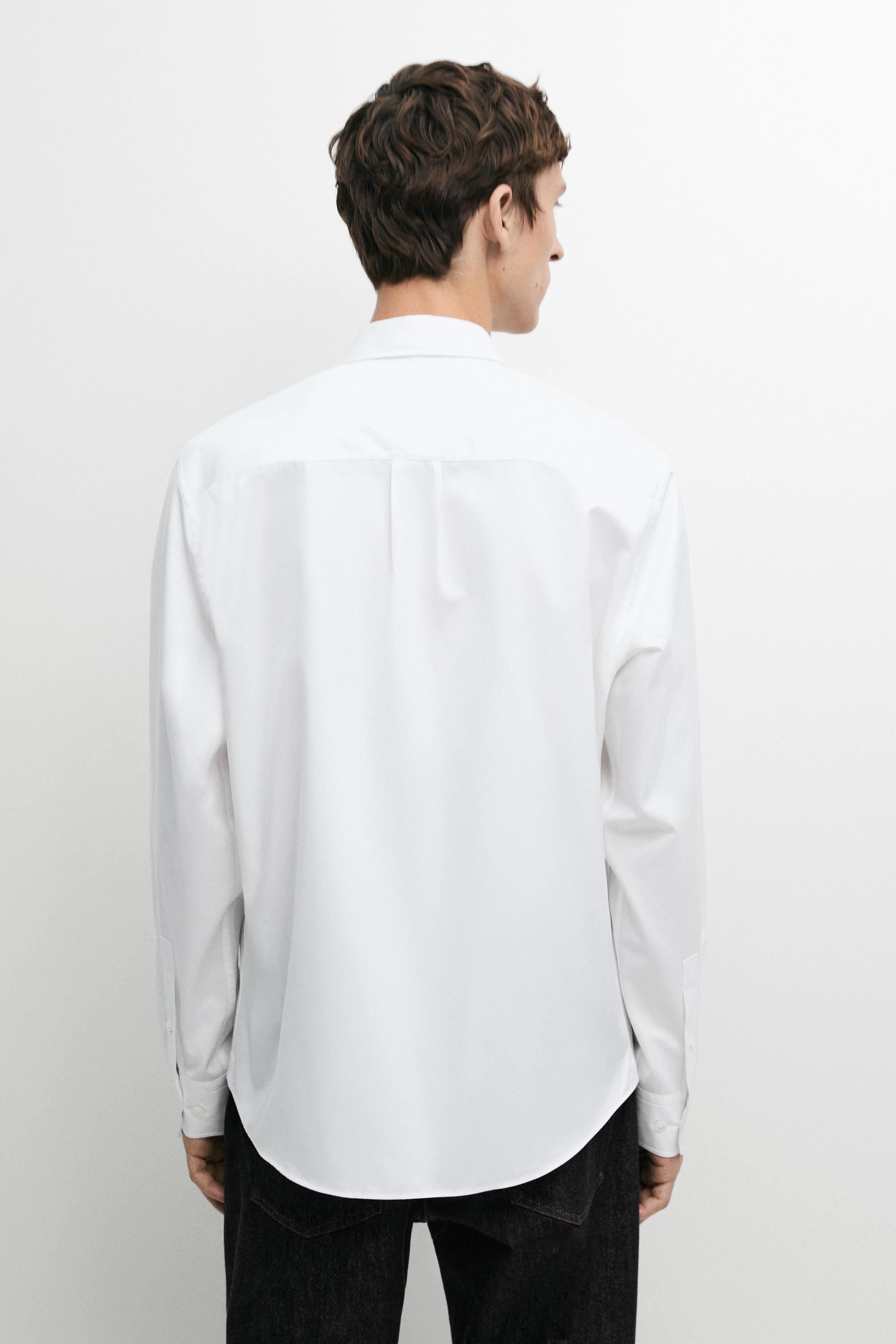 100% cotton regular fit poplin shirt — WHITE