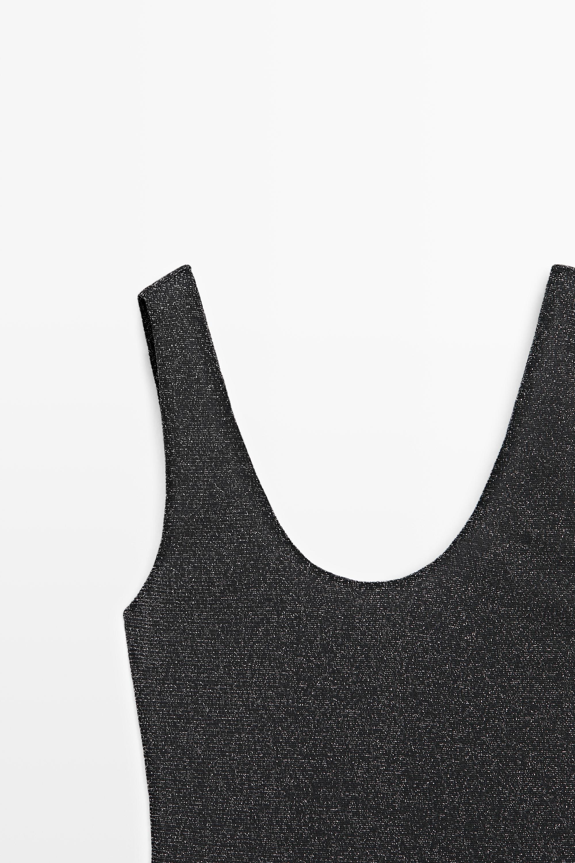 Semi-sheer metallic-effect strappy top — LEAD
