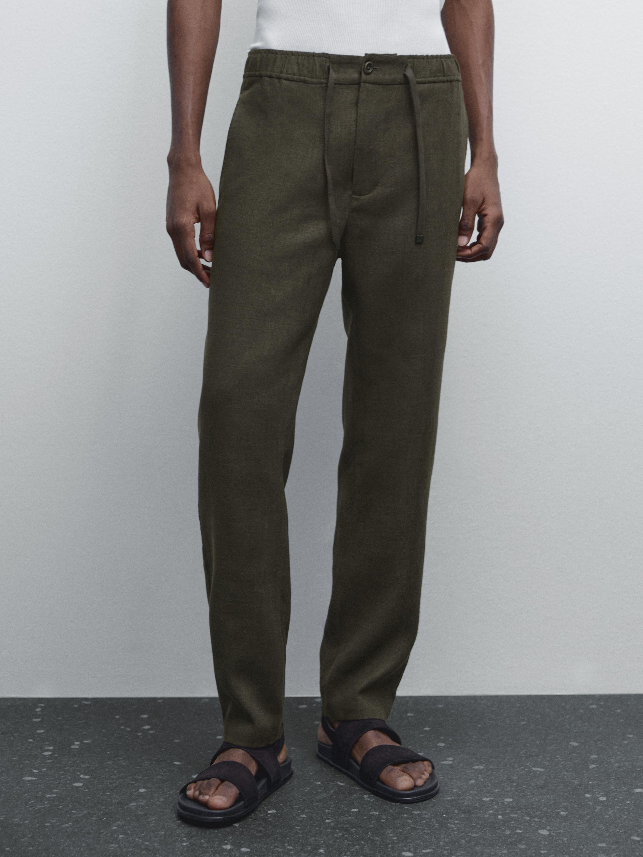 100% linen jogger trousers