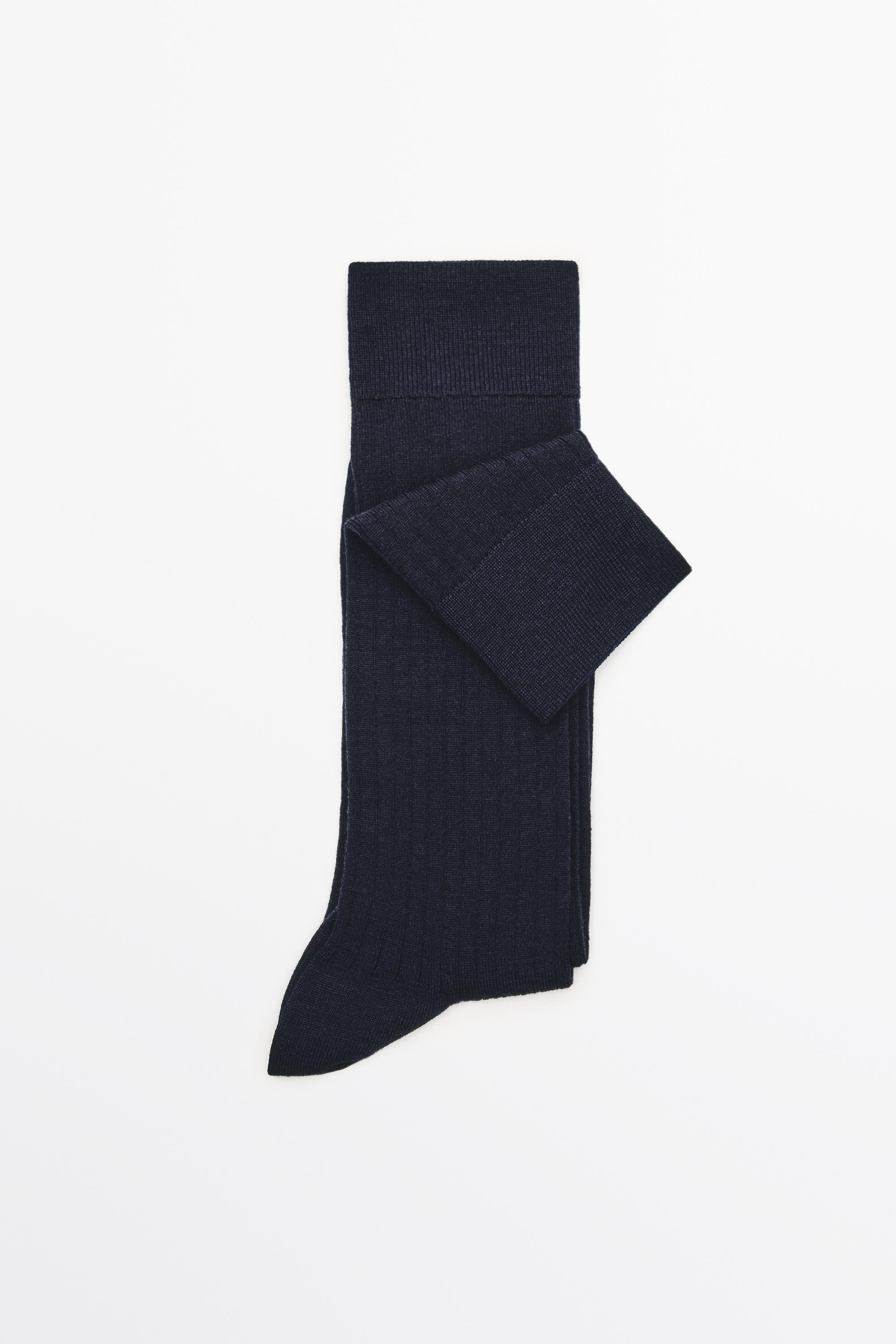 Ribbed dress socks — NAVY BLUE