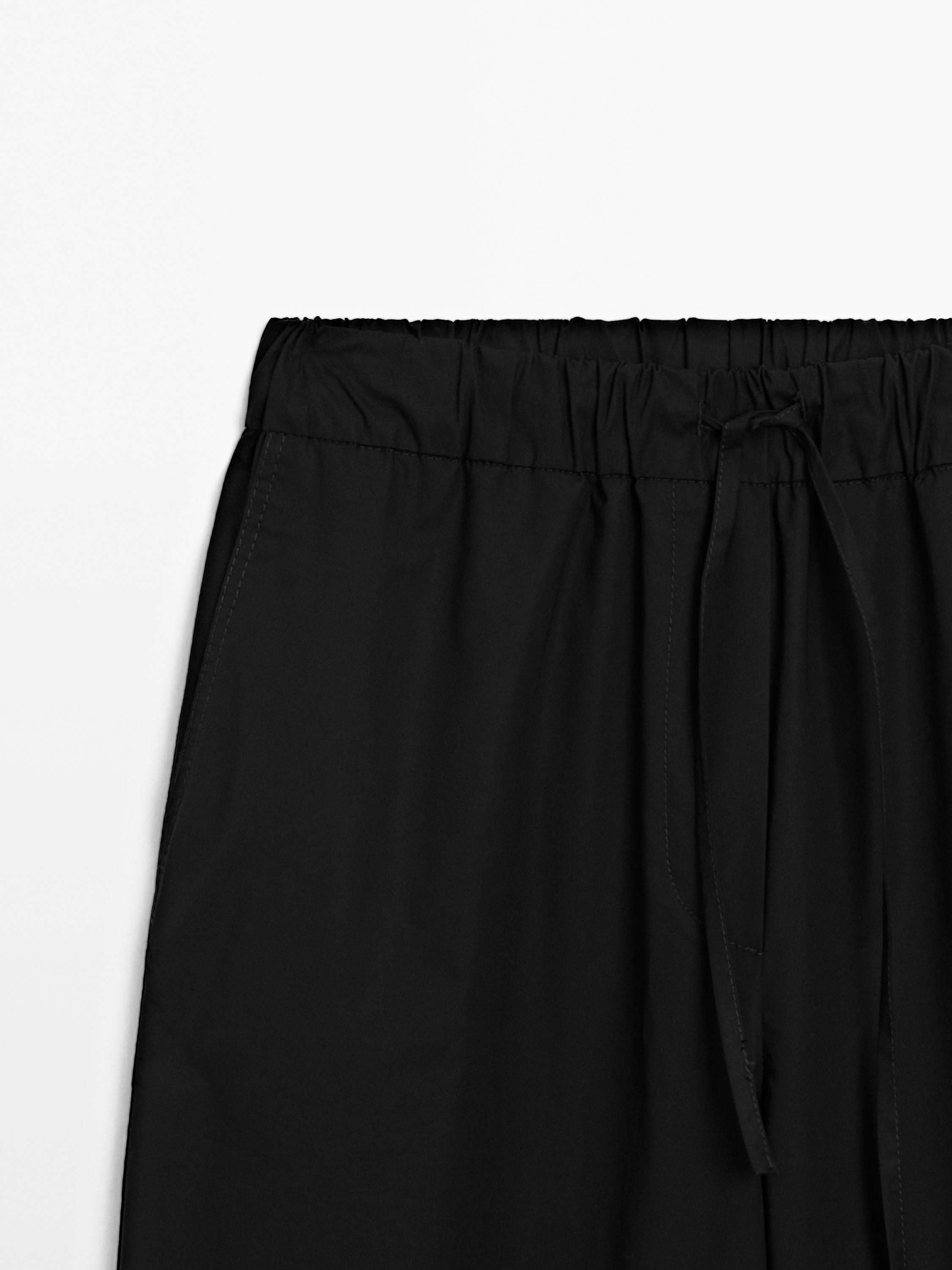 Poplin trousers with elasticated waistband