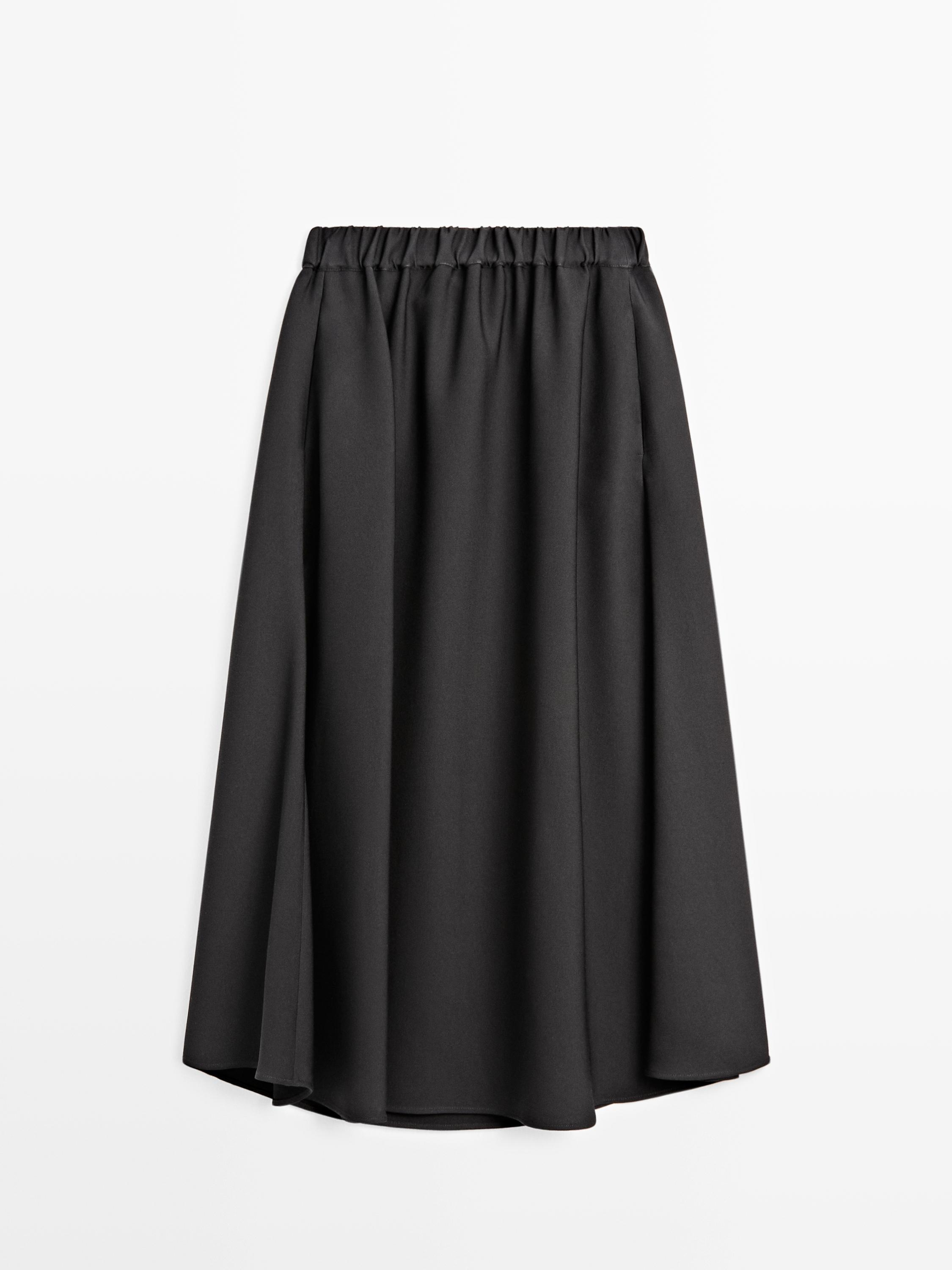 Fustă midi linie A cu elastic în talie