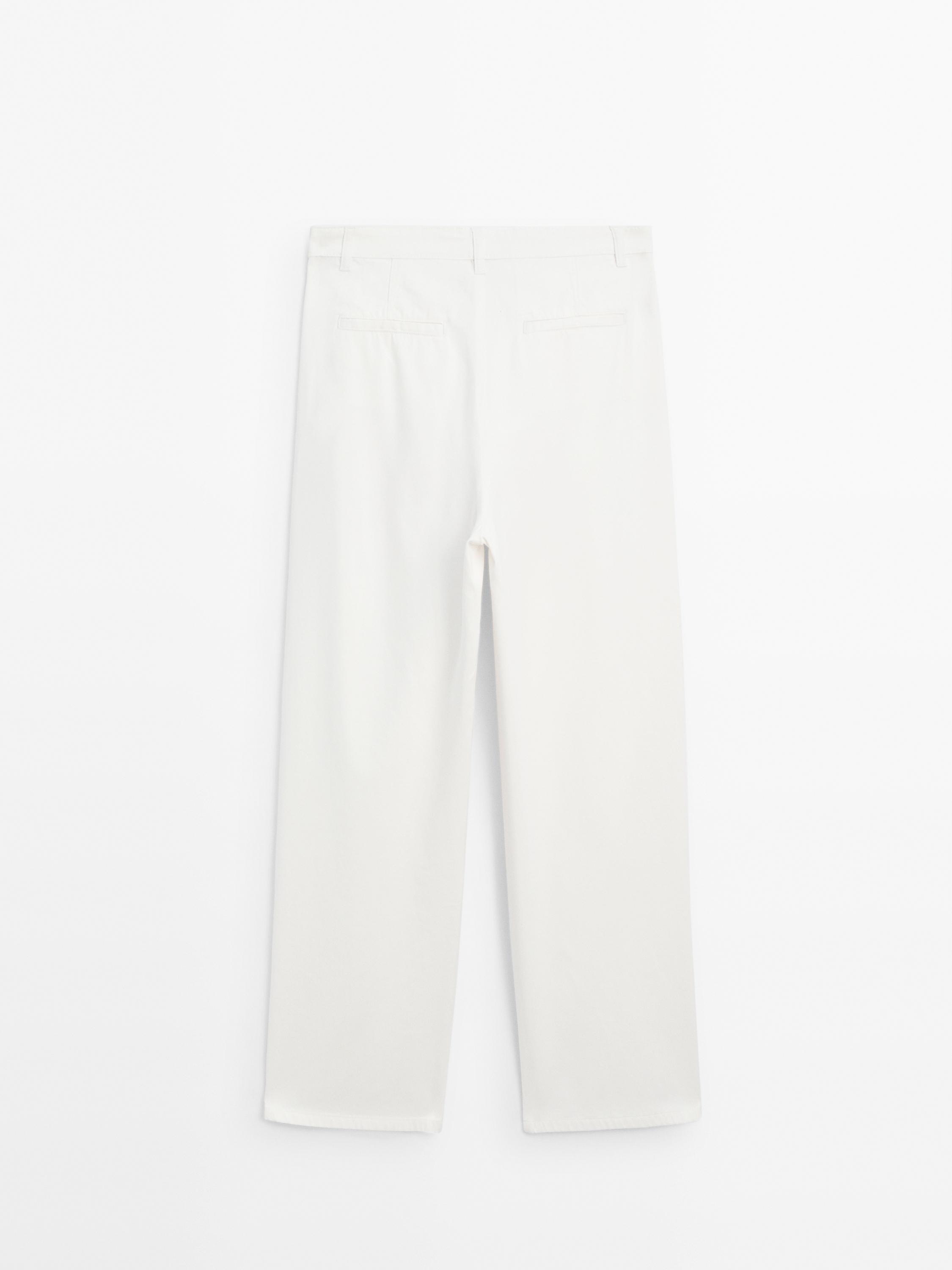 Flowing cotton blend trousers