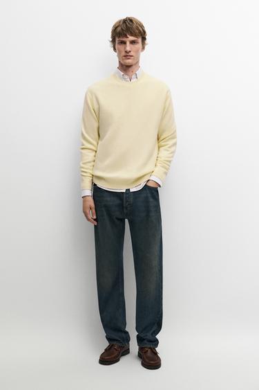 Cashmere round neck knit sweater — CREAM 1