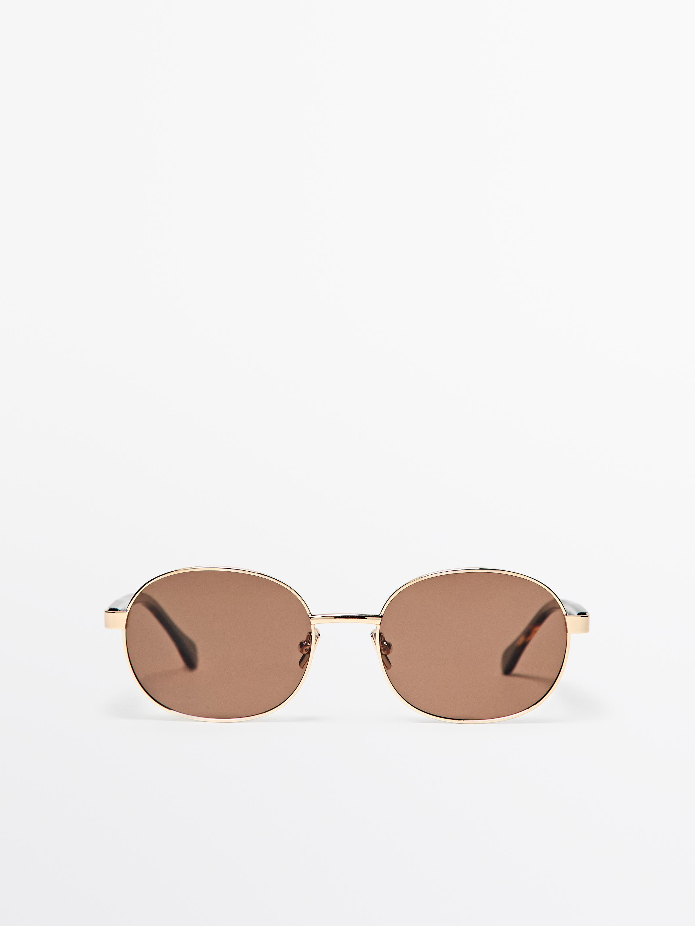Round metal sunglasses - tortoiseshell effect — GOLD