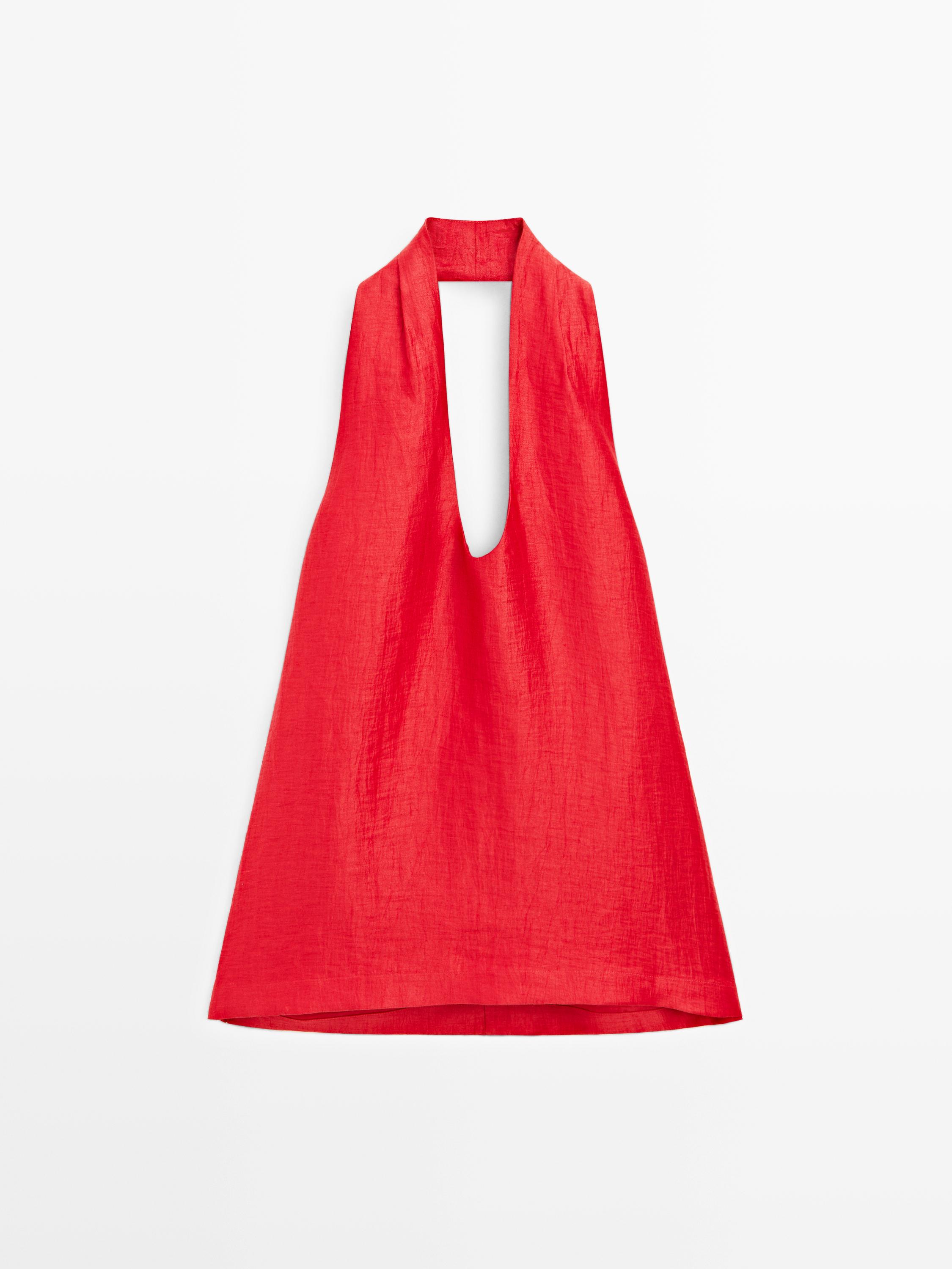 Linen blend halter top