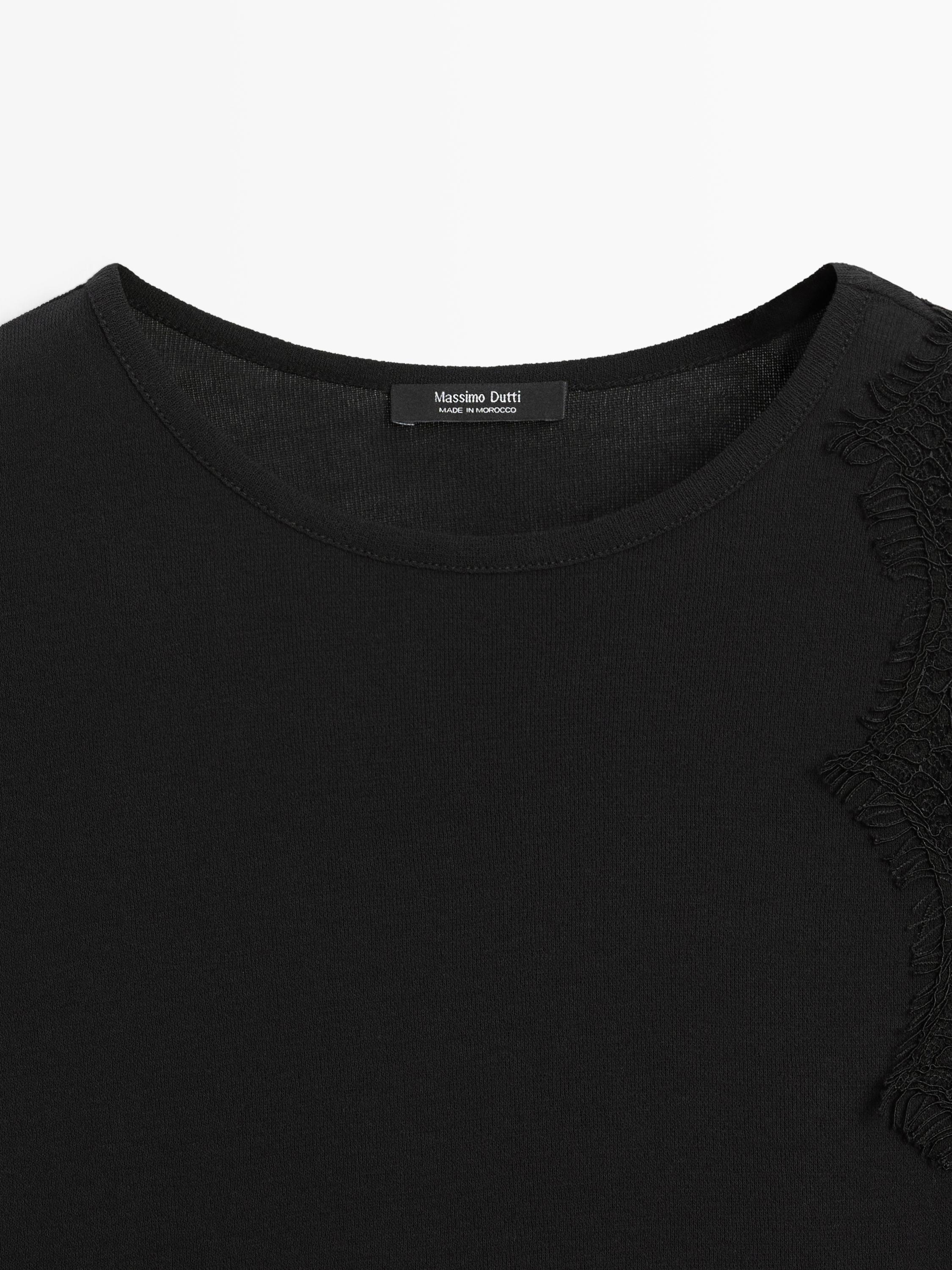 Sleeveless top with lace detail — BLACK
