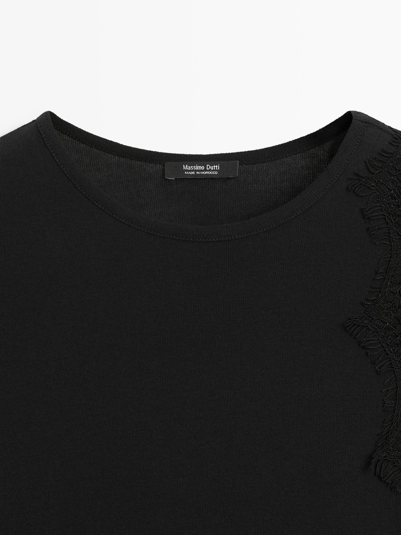 Sleeveless top with lace detail — BLACK