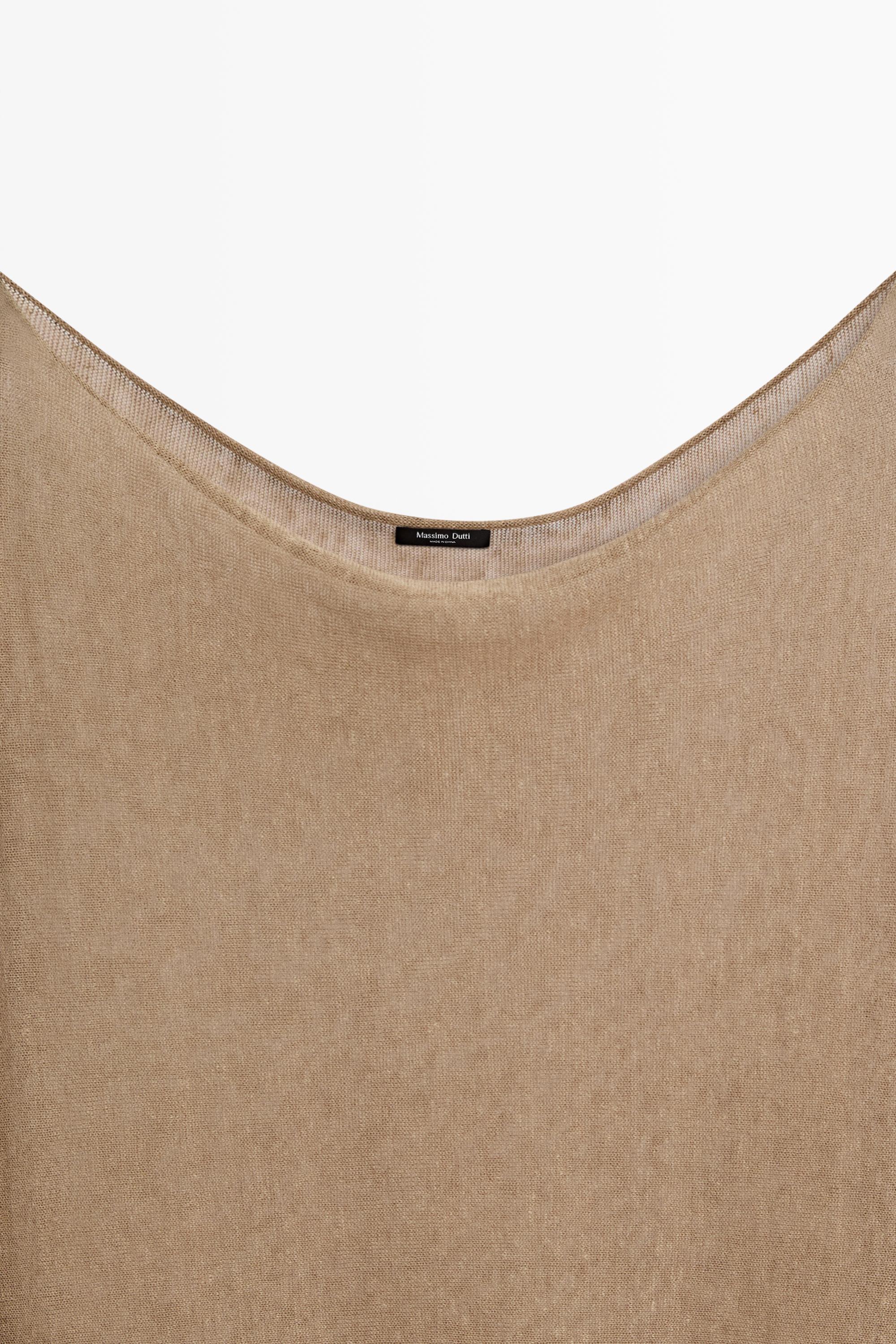 Linen blend flowing cape-style sweater — MOSS GREEN