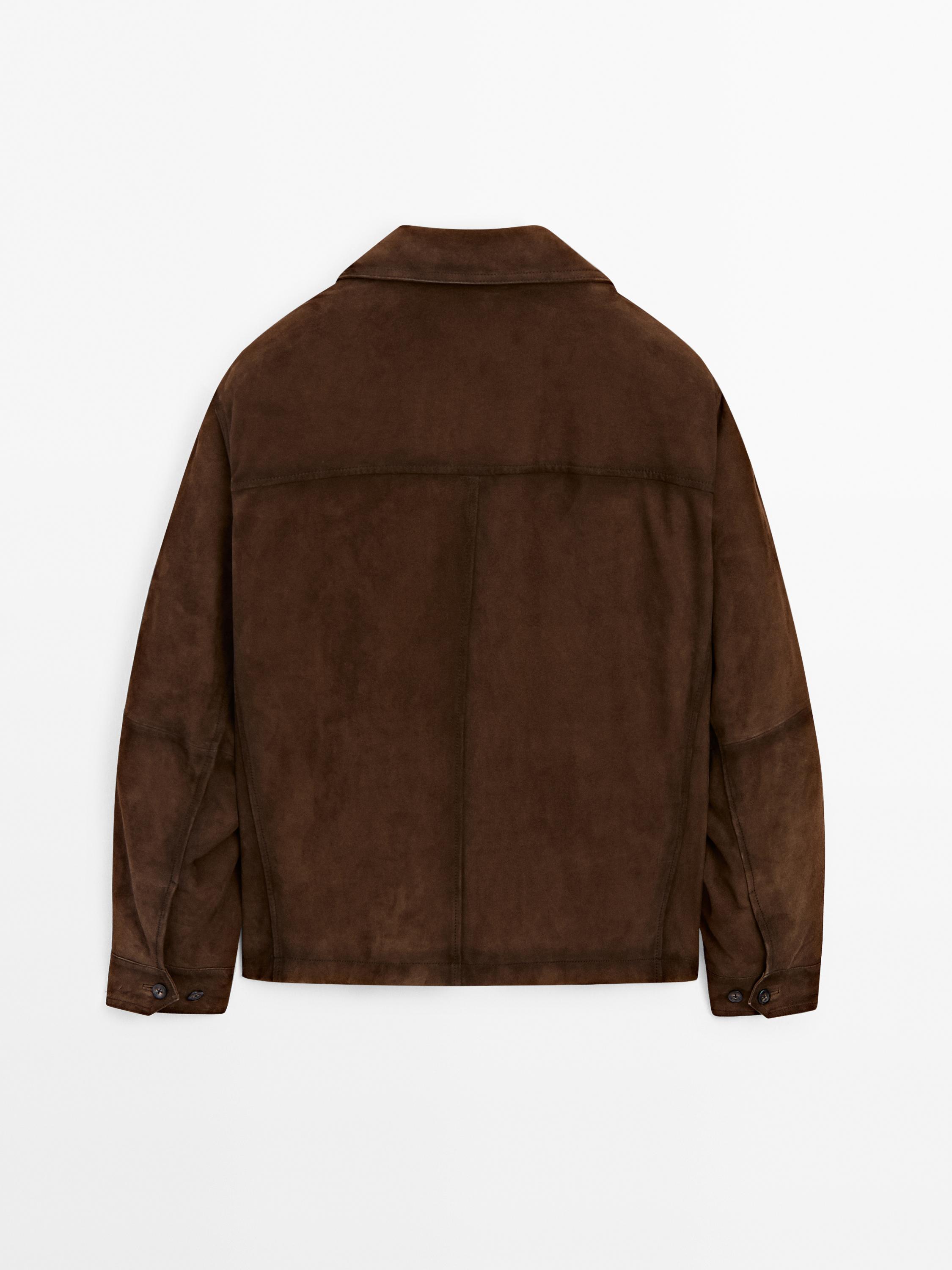 Short suede leather jacket