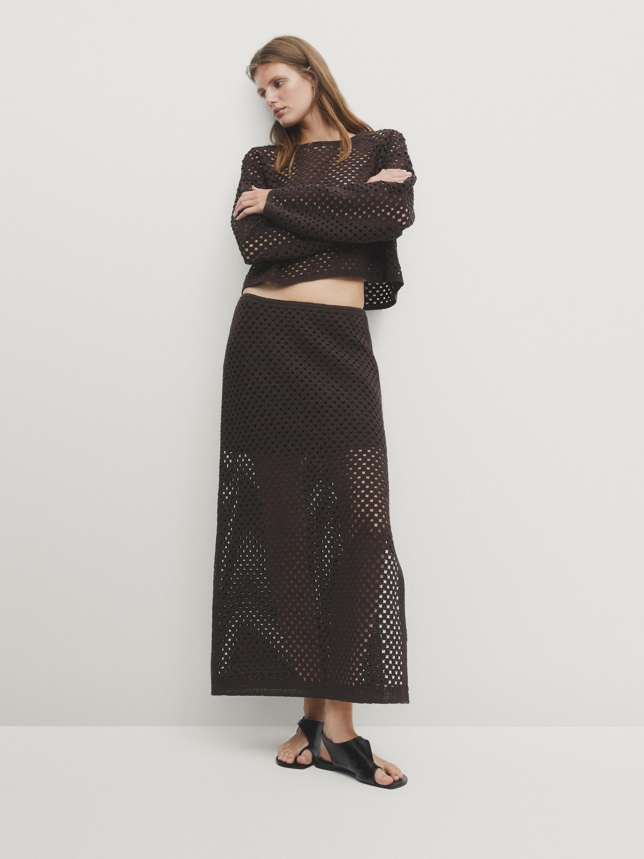 Cotton blend crochet skirt