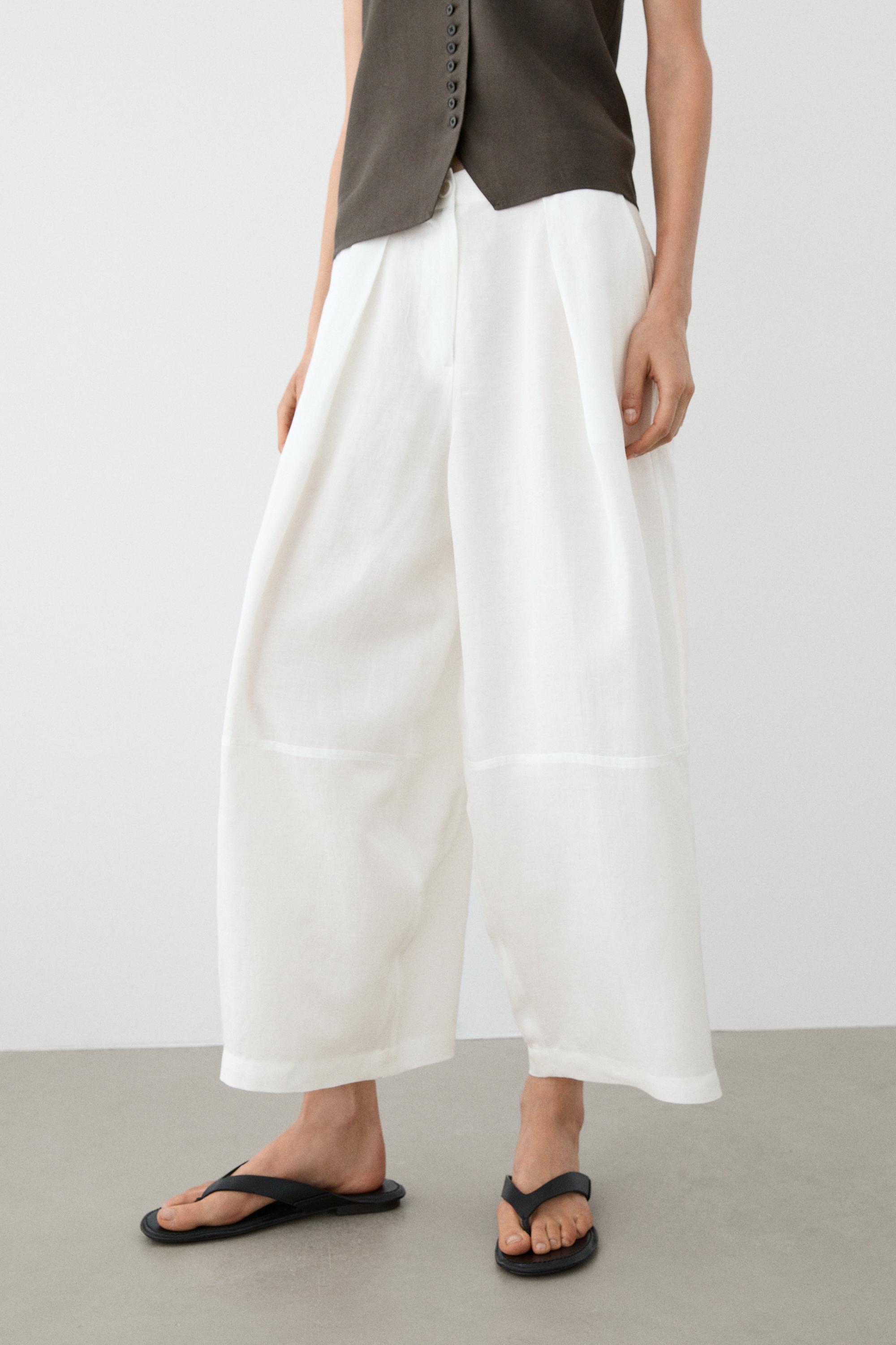 Linen blend palazzo trousers — Off white