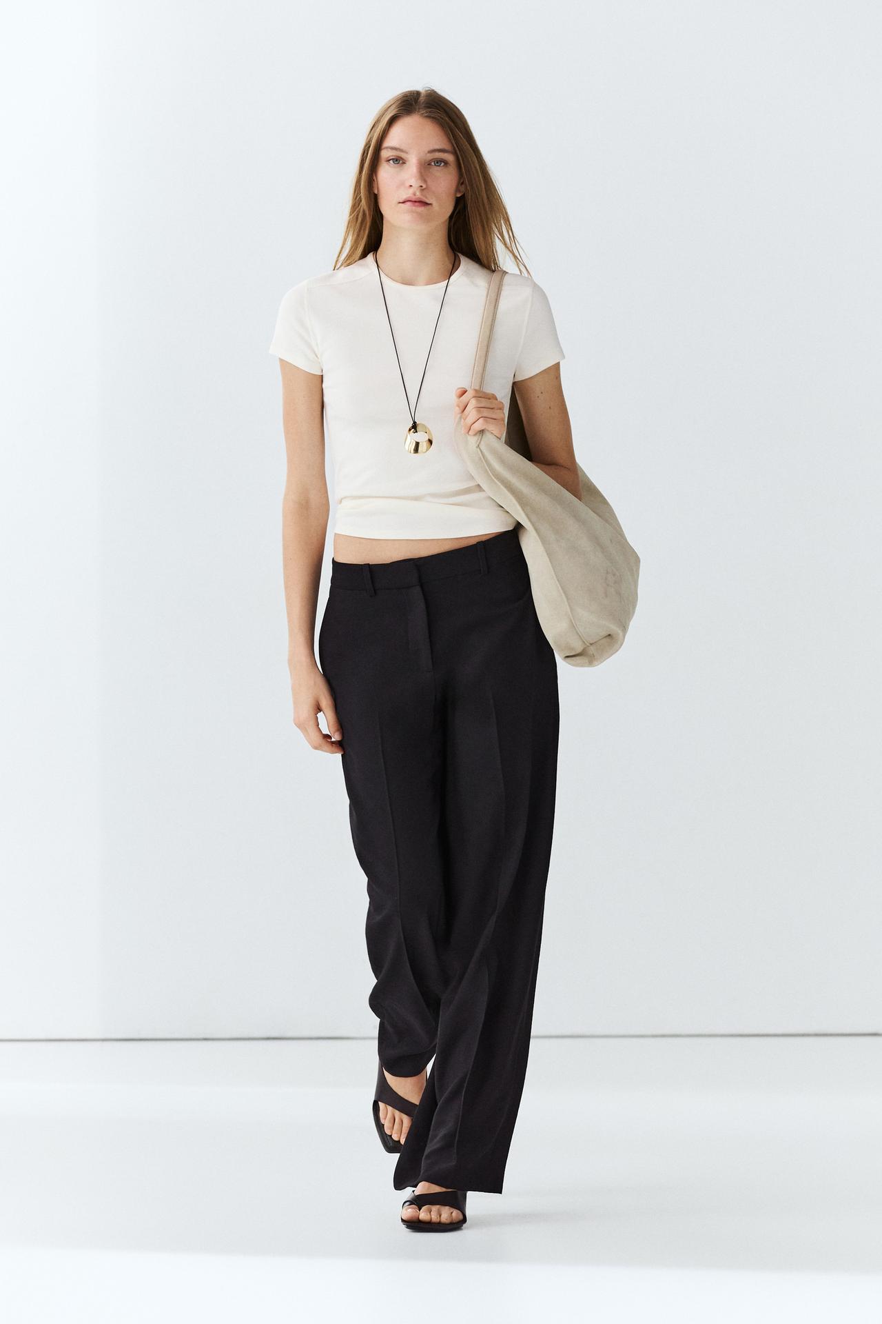 Flowing straight-leg pants — BLACK