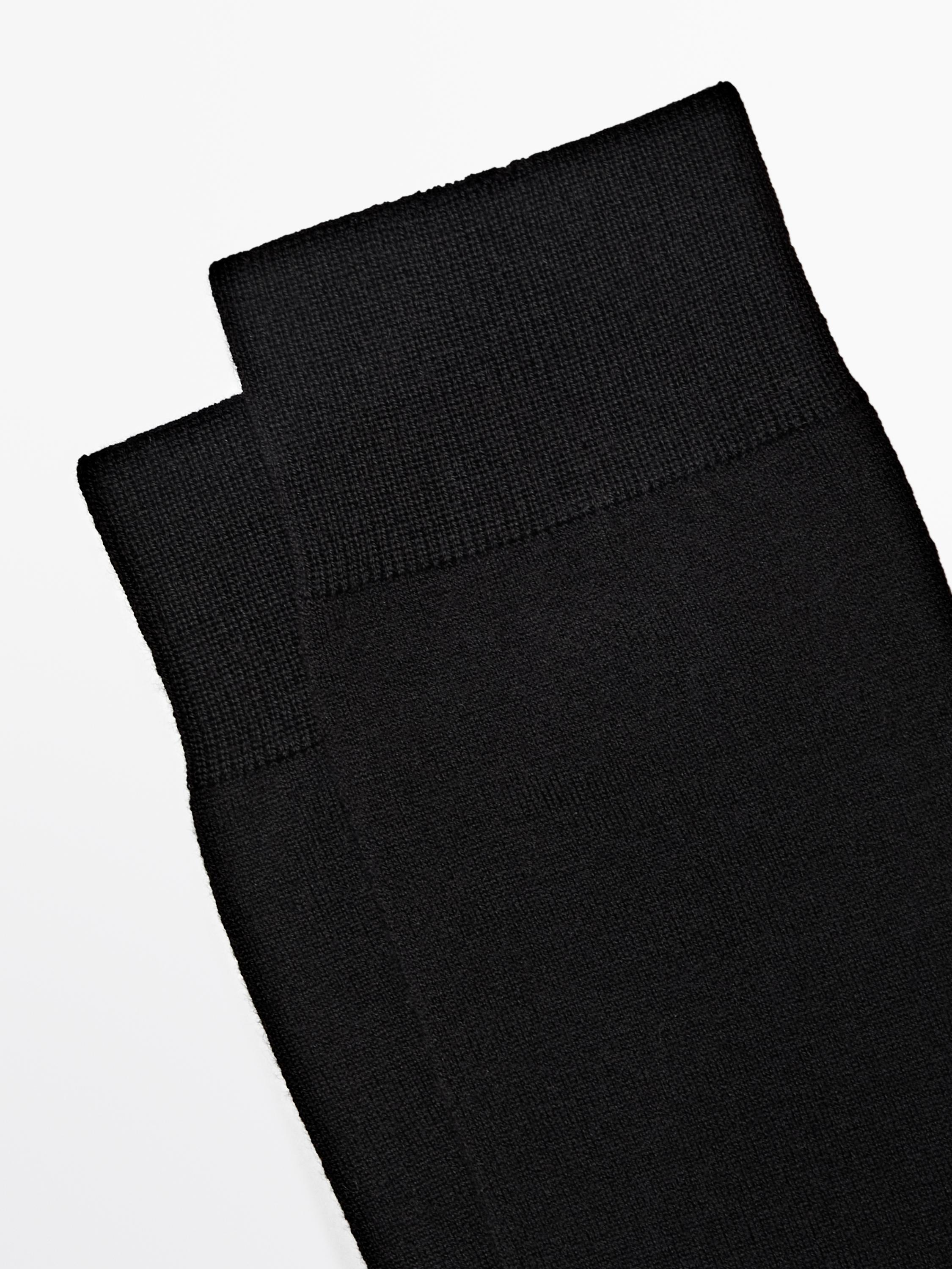Plain wool blend knit socks