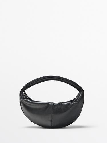 Mini nappa leather half-moon bag — BLACK 2