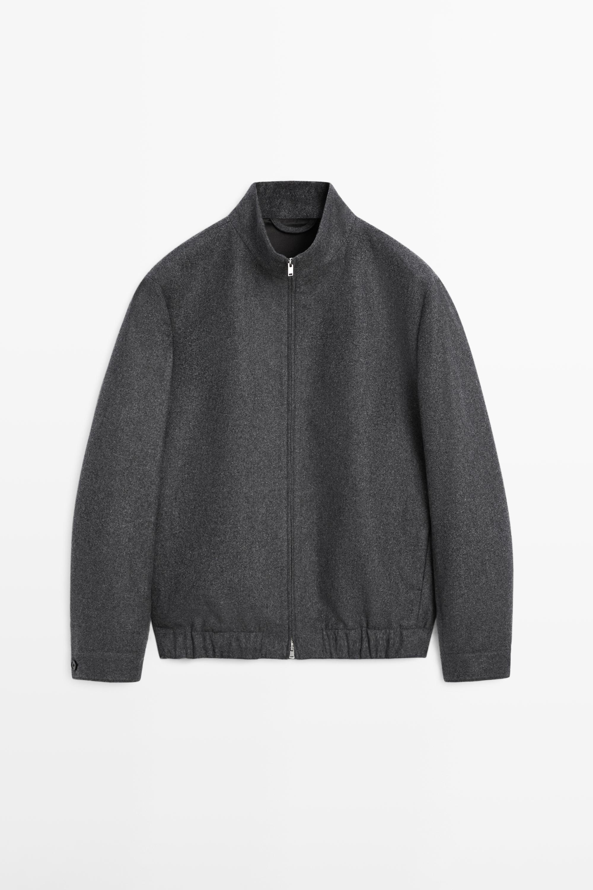 Wool blend bomber jacket