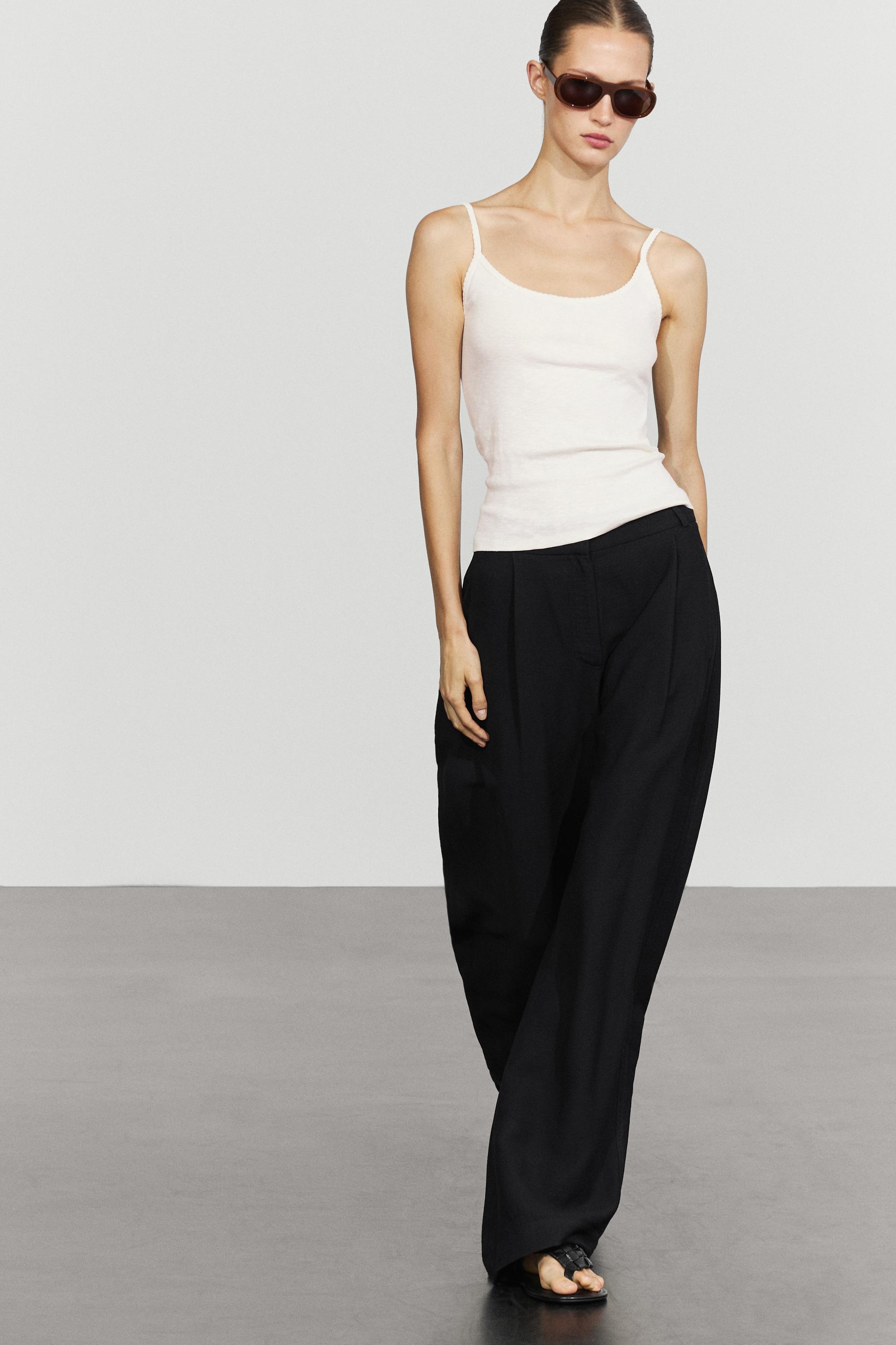 Cotton blend strappy top — Off white