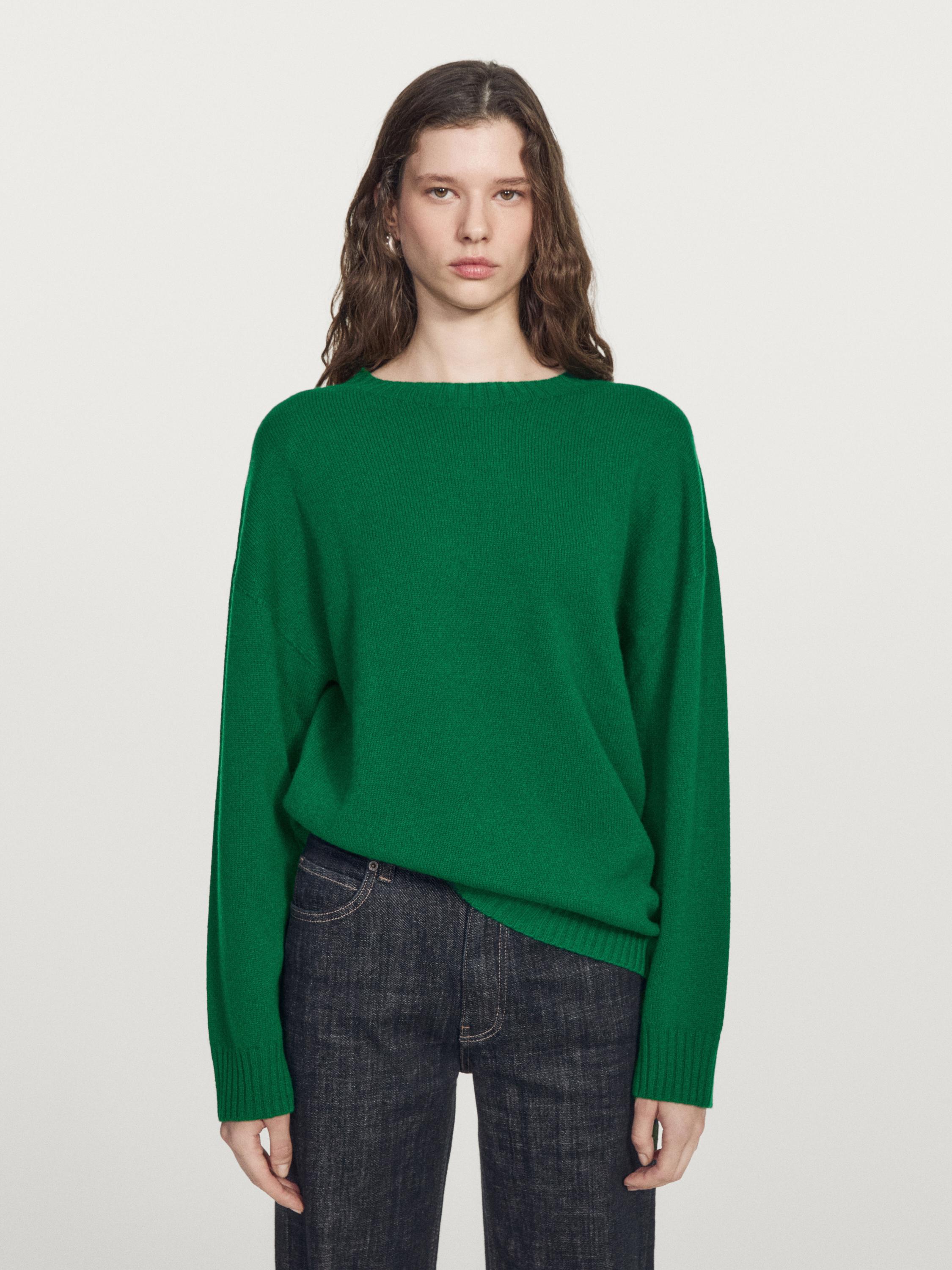 Wool blend crew neck sweater
