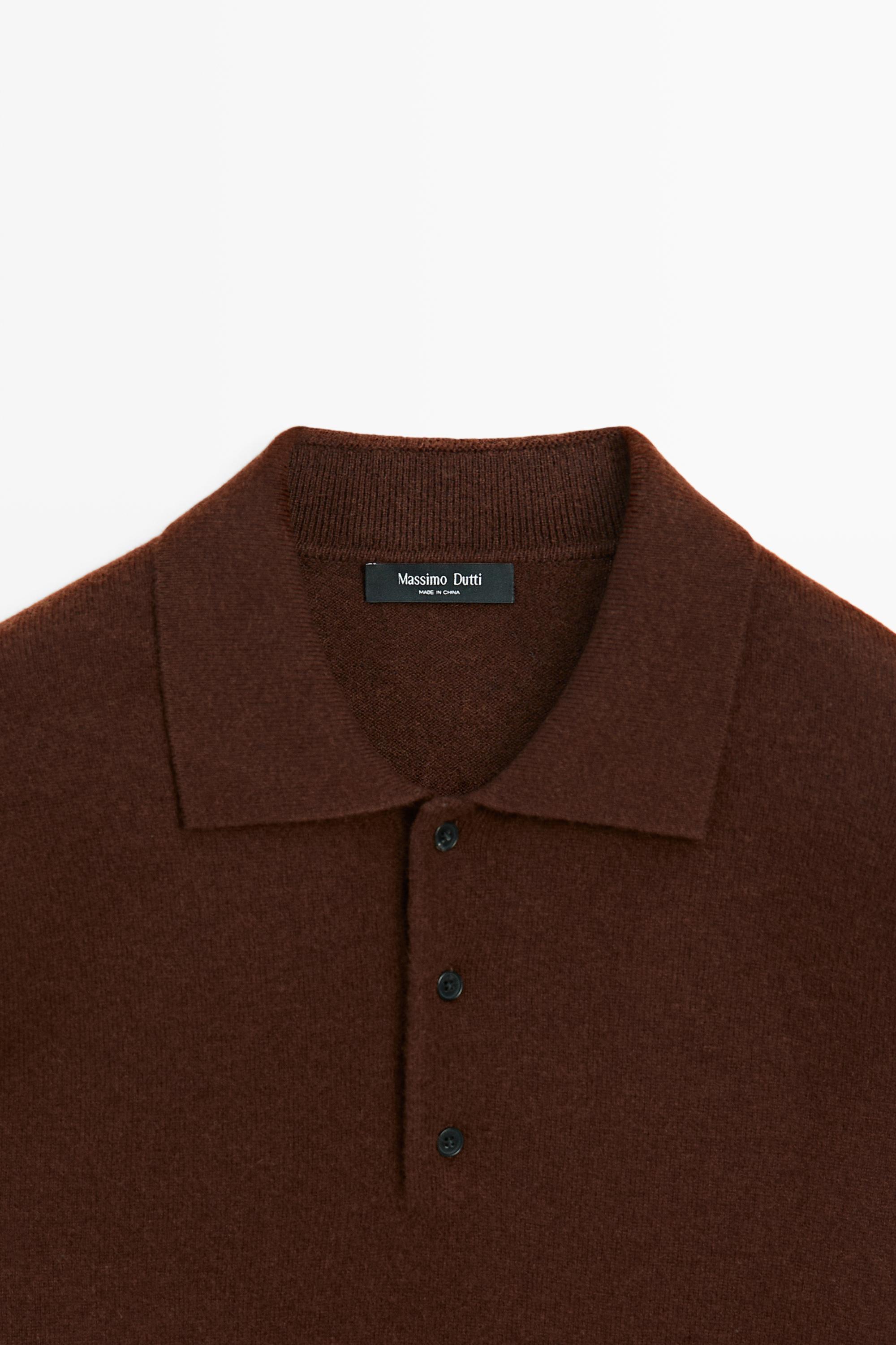 Wool cashmere blend polo sweater — BRANDY