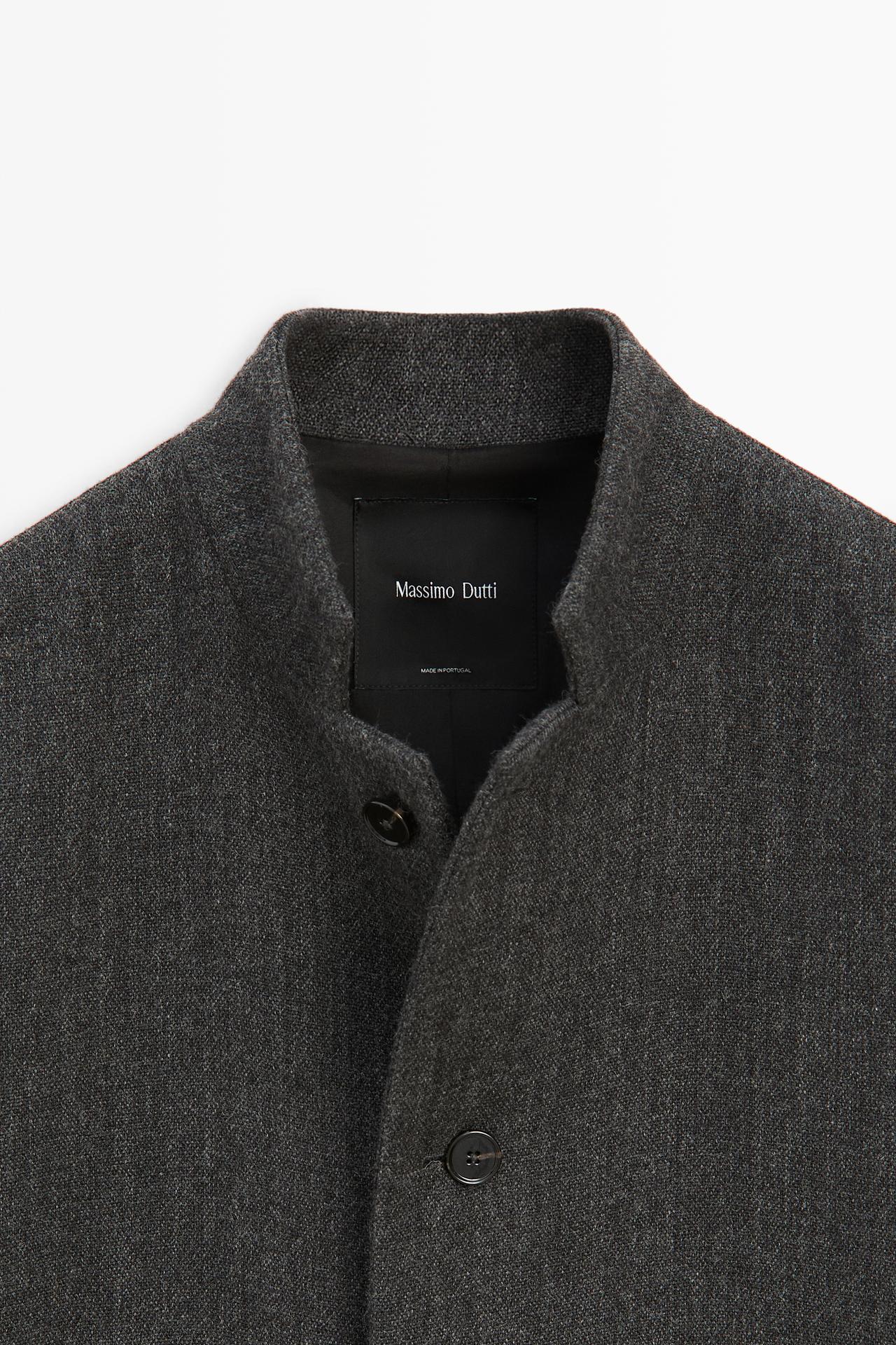 High collar wool coat — DARK GREY