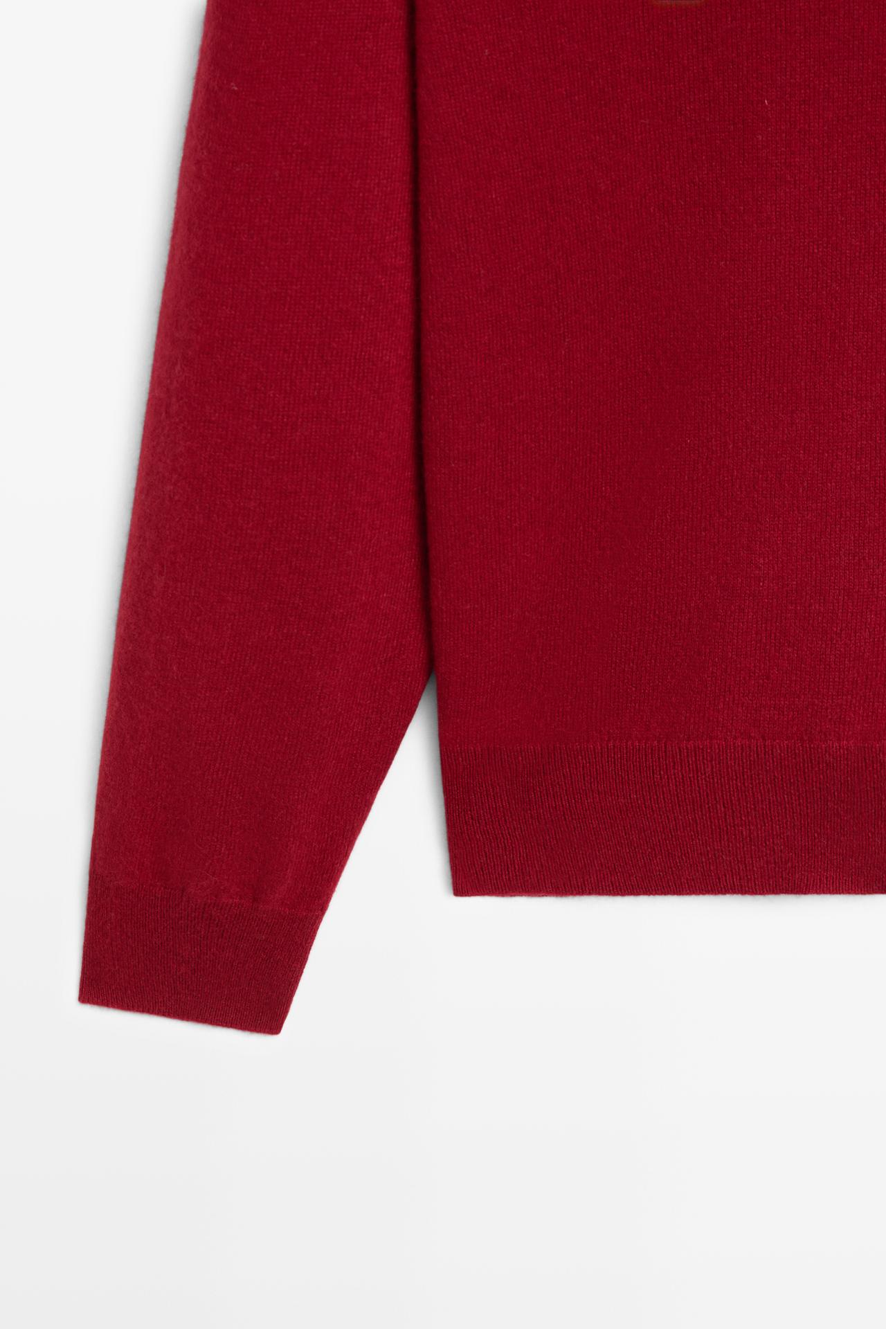 100% cashmere knit polo sweater — RUBY RED