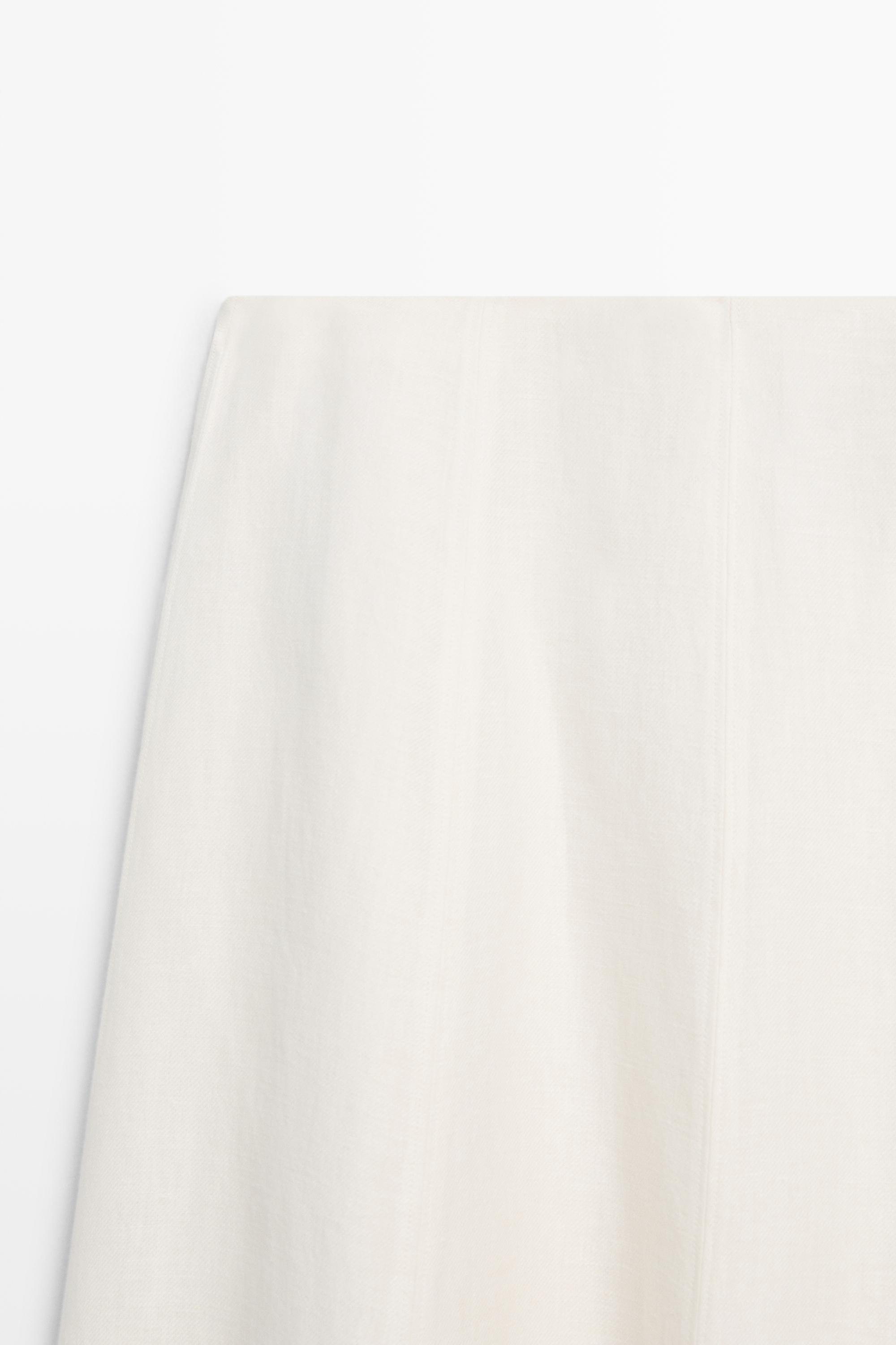 Flowing 100% linen midi skirt — WHITE