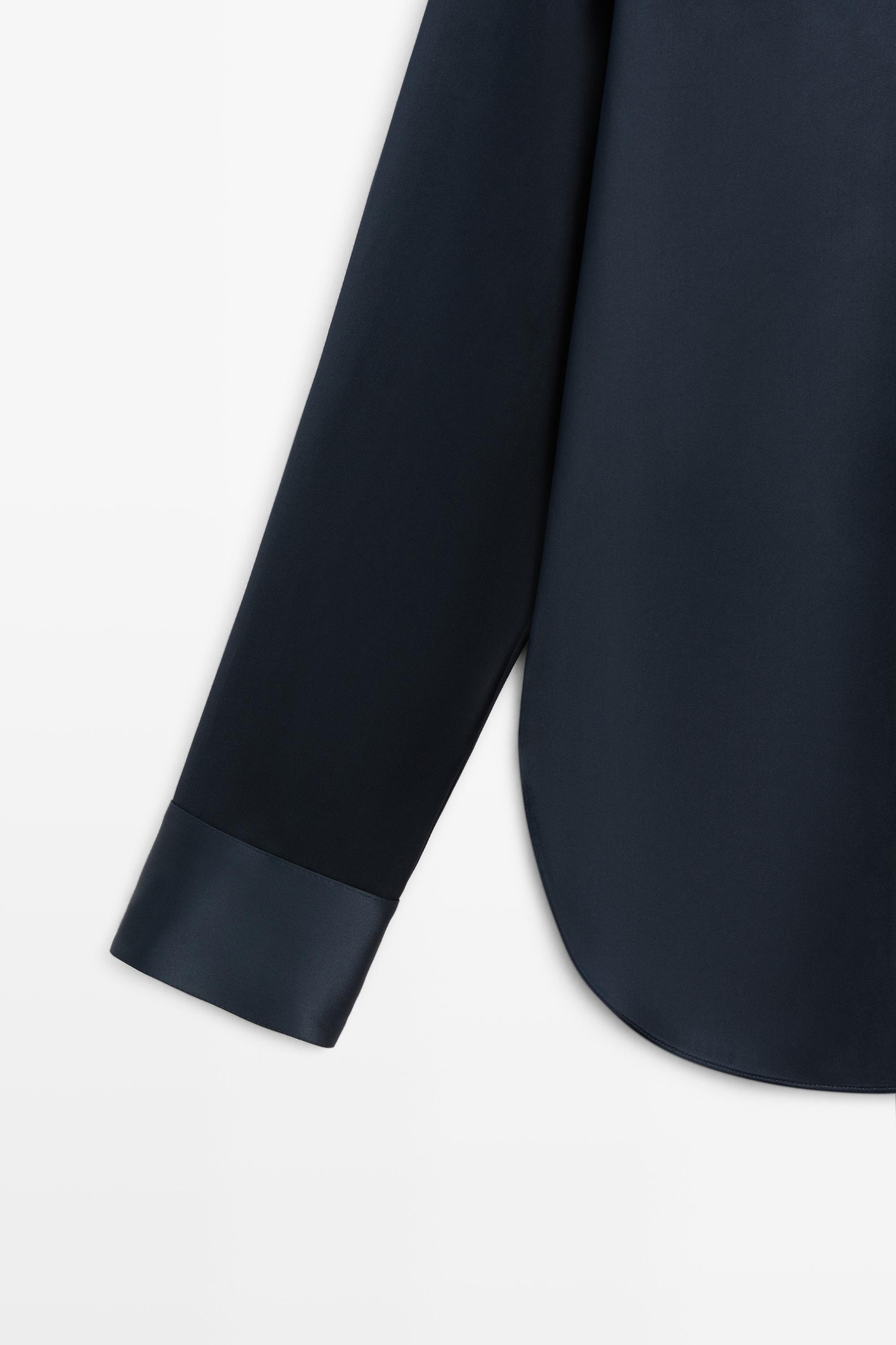 Flowing satin shirt — NAVY BLUE
