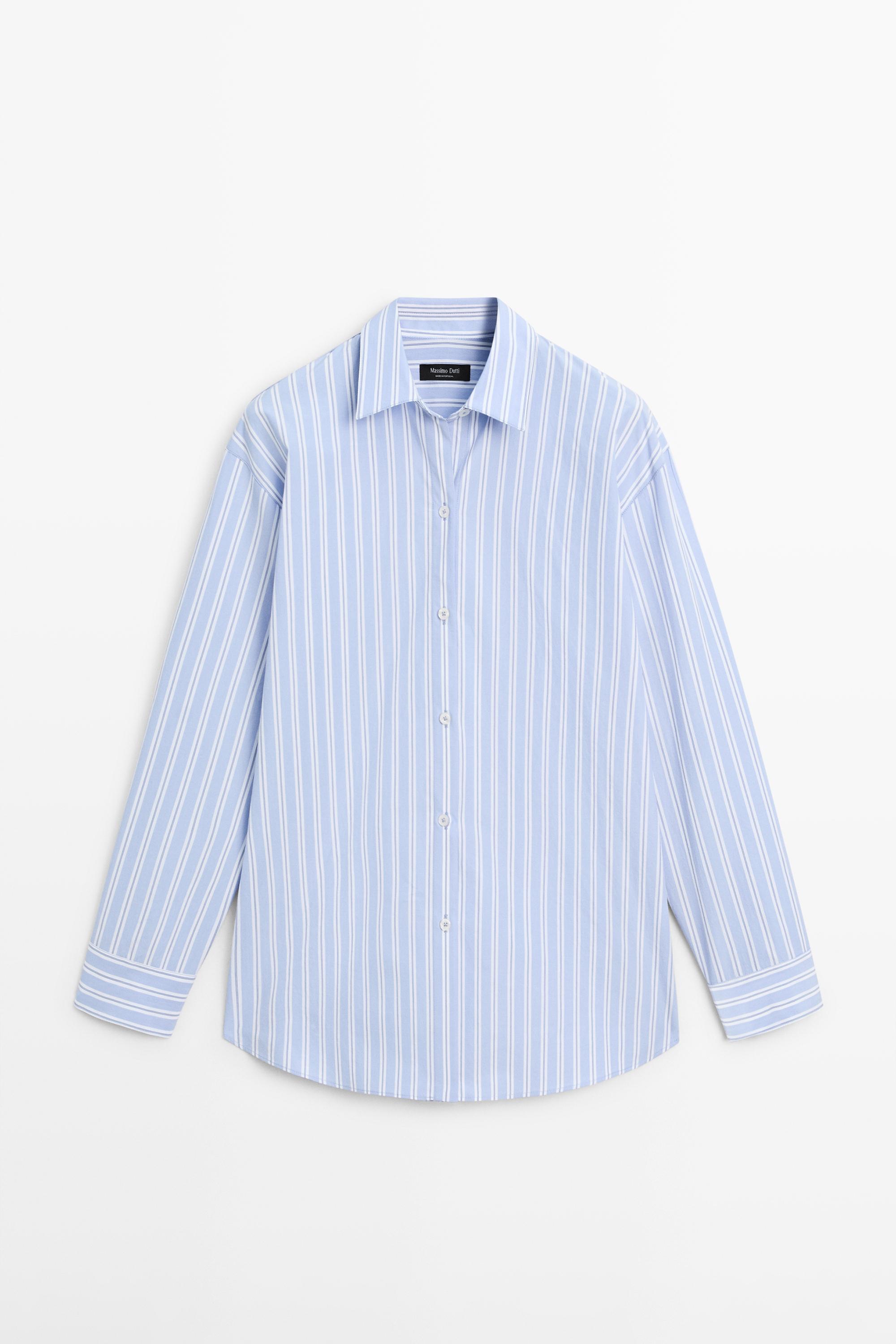 100% cotton striped shirt — BLUE